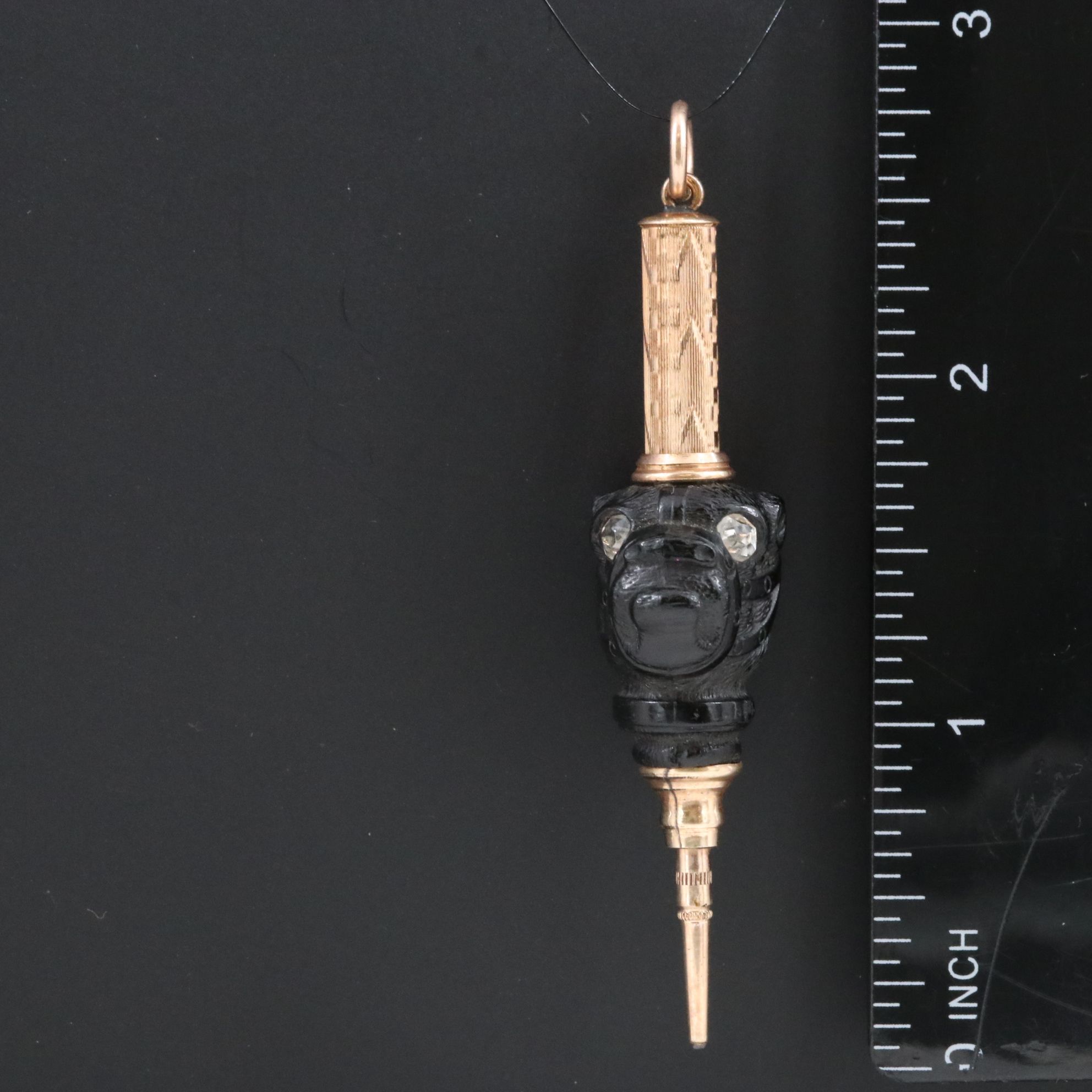 Antique Gold Filled Bulldog Retractable Mechanical Pencil Fob Charm Pendant