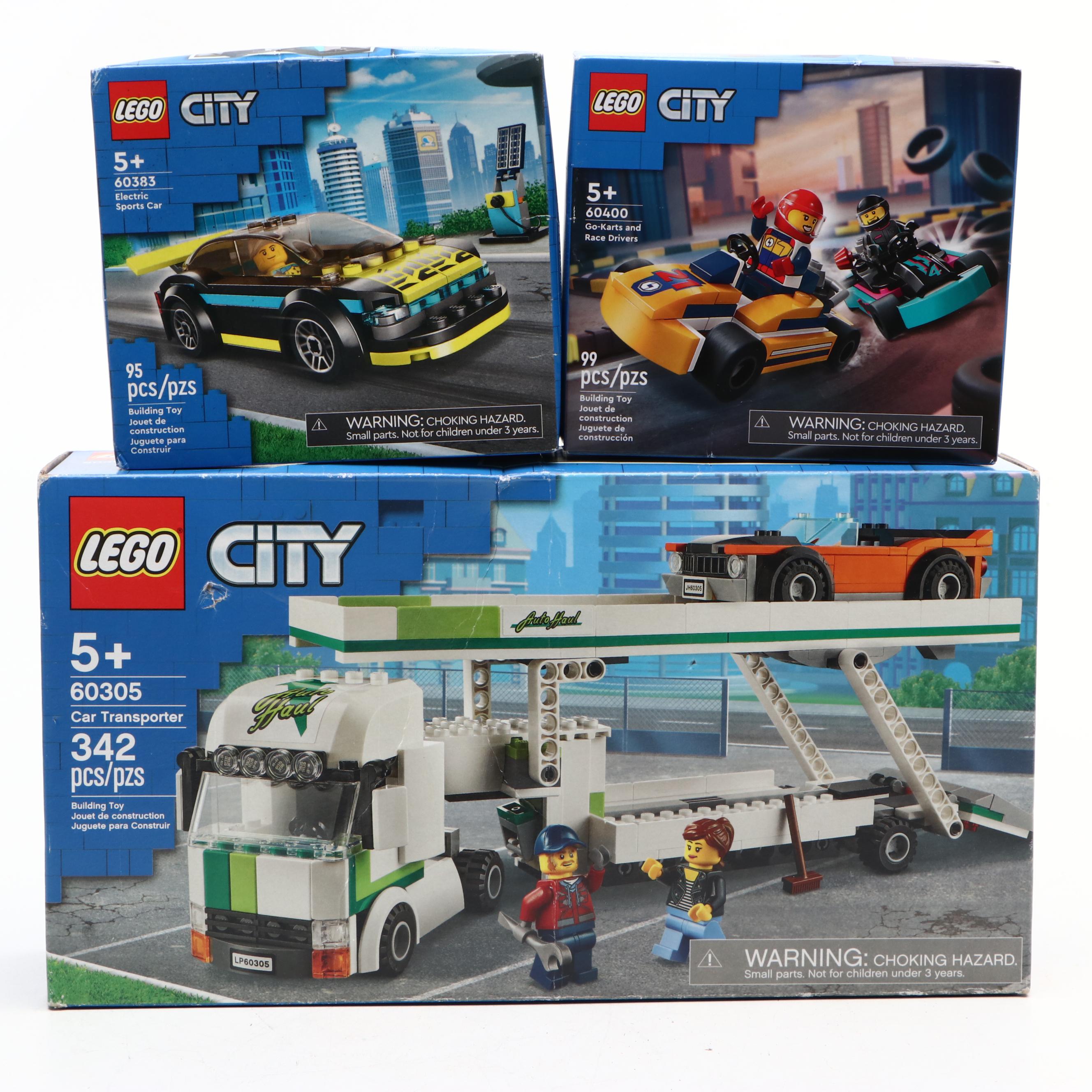 LEGO City "Car Transporter," "Electric Sports Car" and "Go-Karts" Building Sets