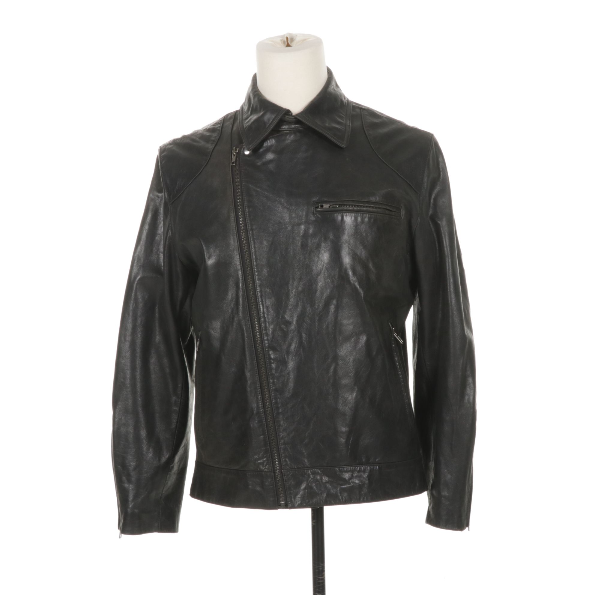 INC International Concepts Leather Asymmetrical Moto Jacket