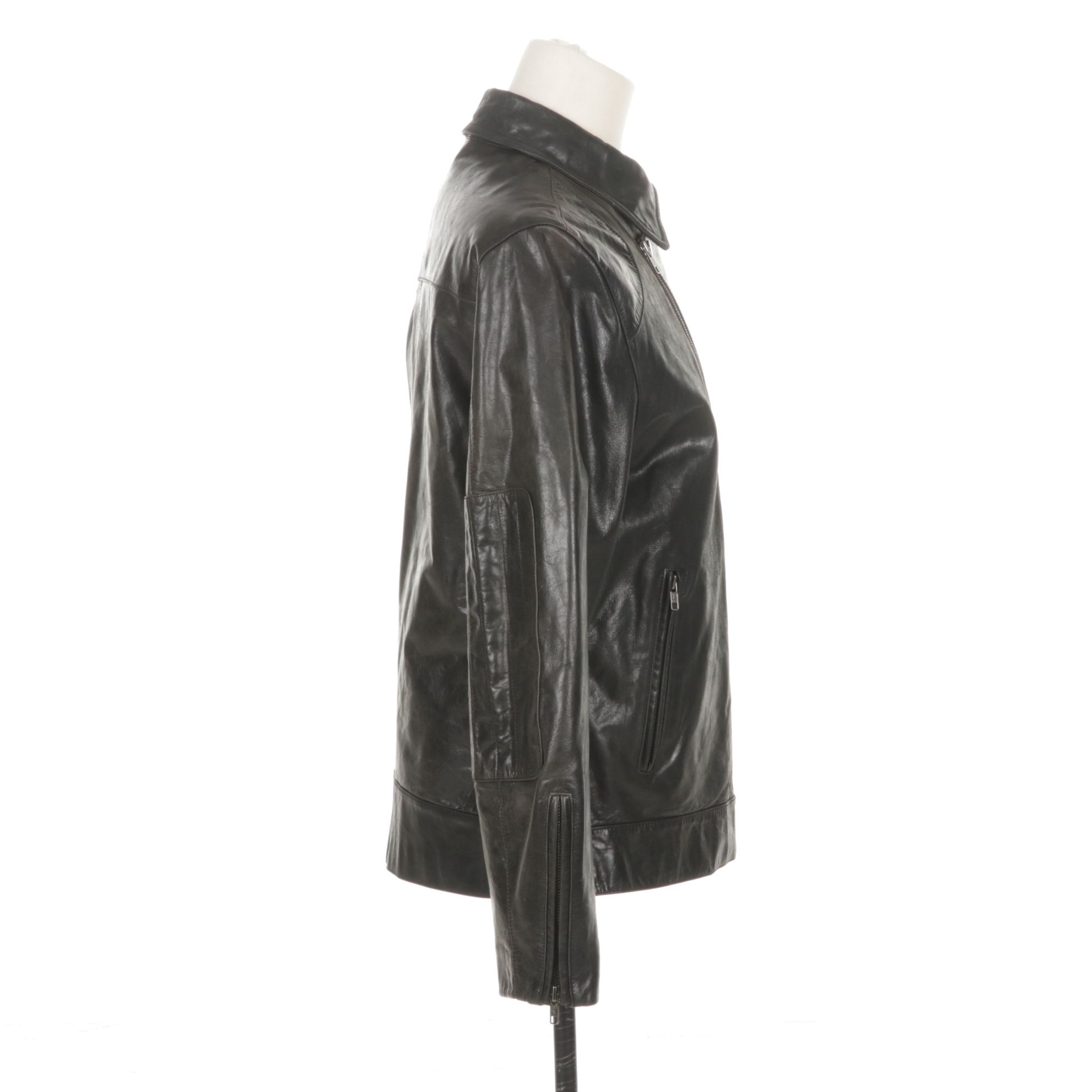 INC International Concepts Leather Asymmetrical Moto Jacket