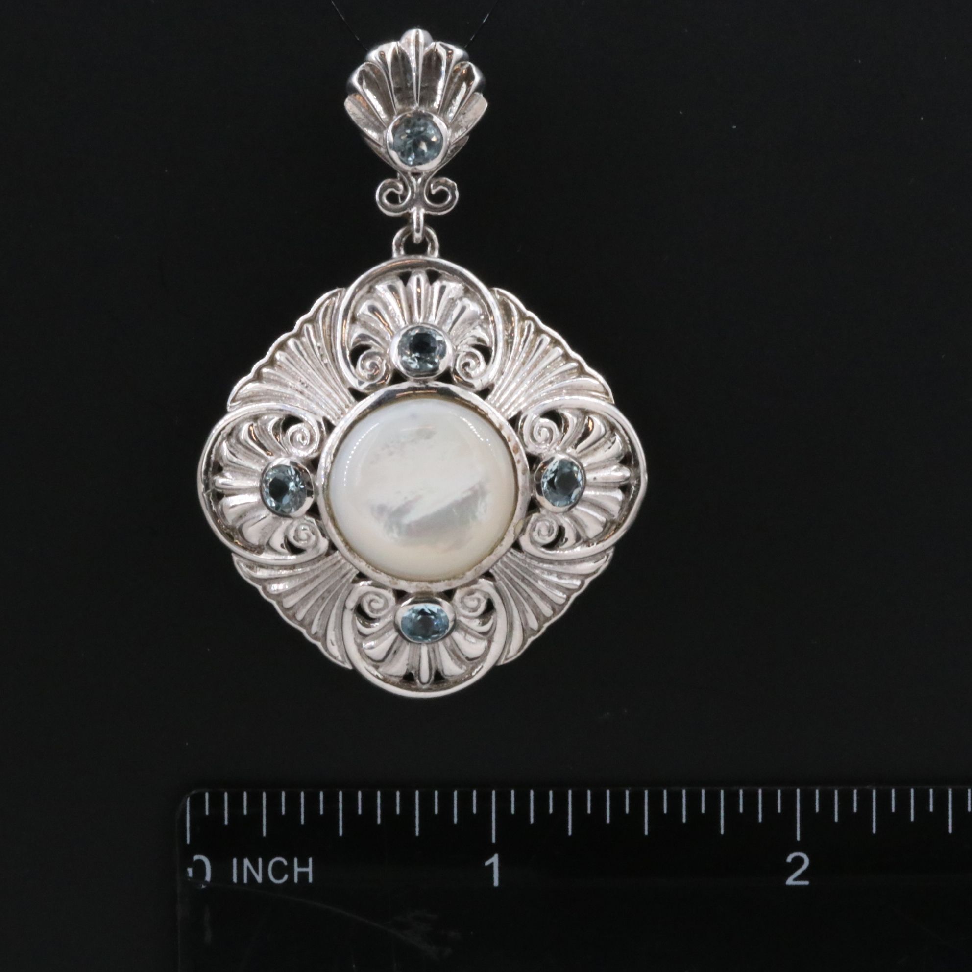 Sterling Mother-of-Pearl and Topaz Enhancer Pendant