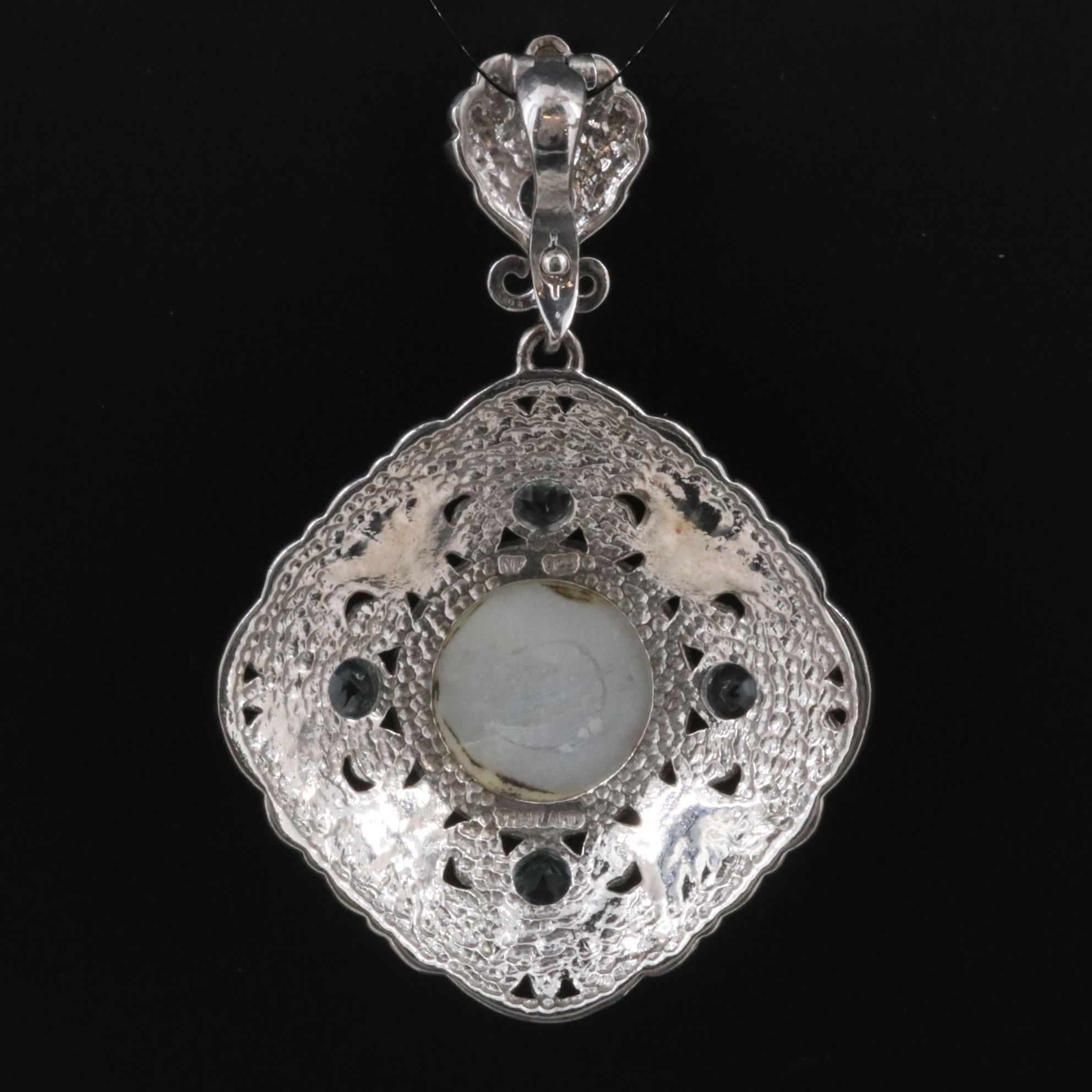 Sterling Mother-of-Pearl and Topaz Enhancer Pendant