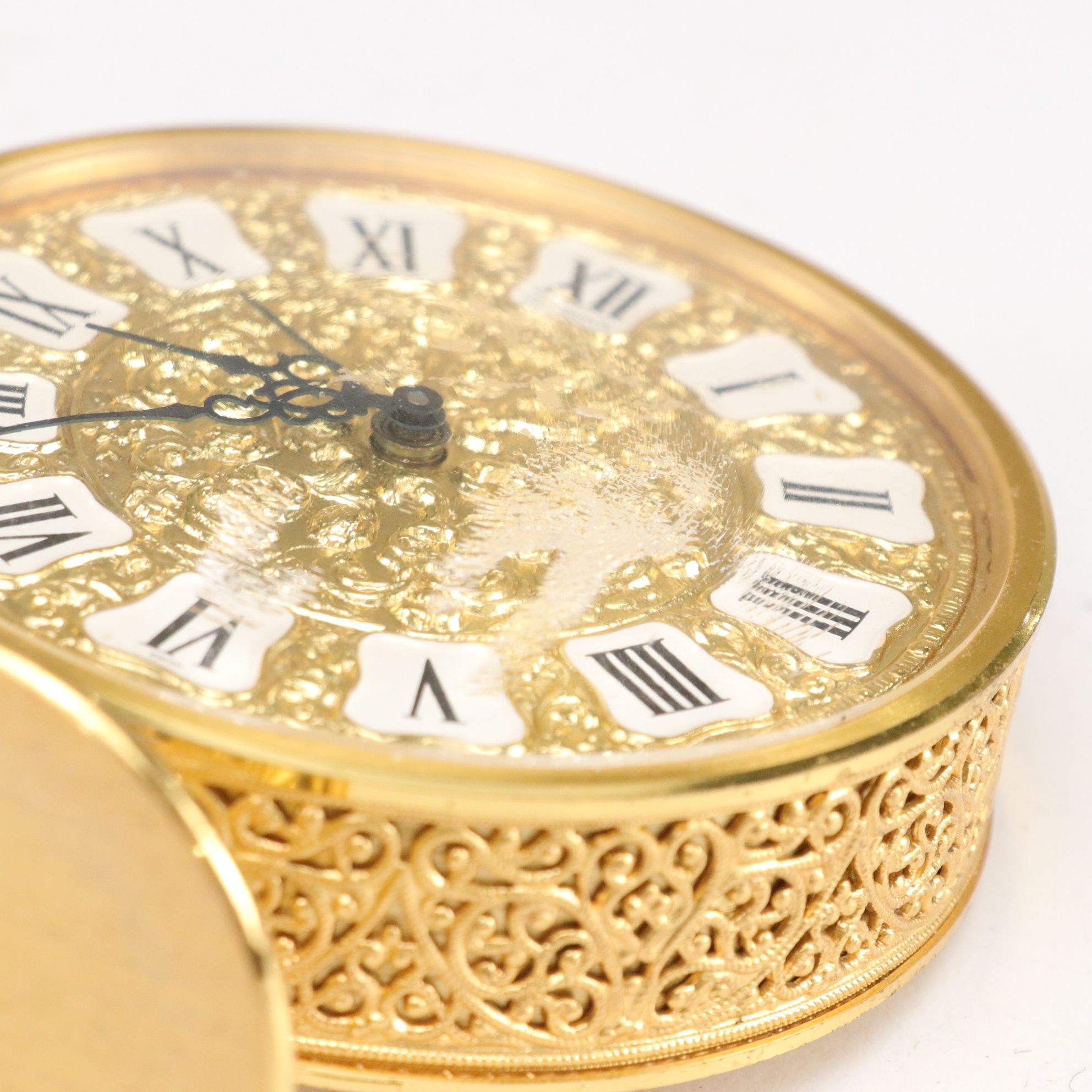 LeCoultre Co. Gilt Desk Clock with Guilloché Mini Frame