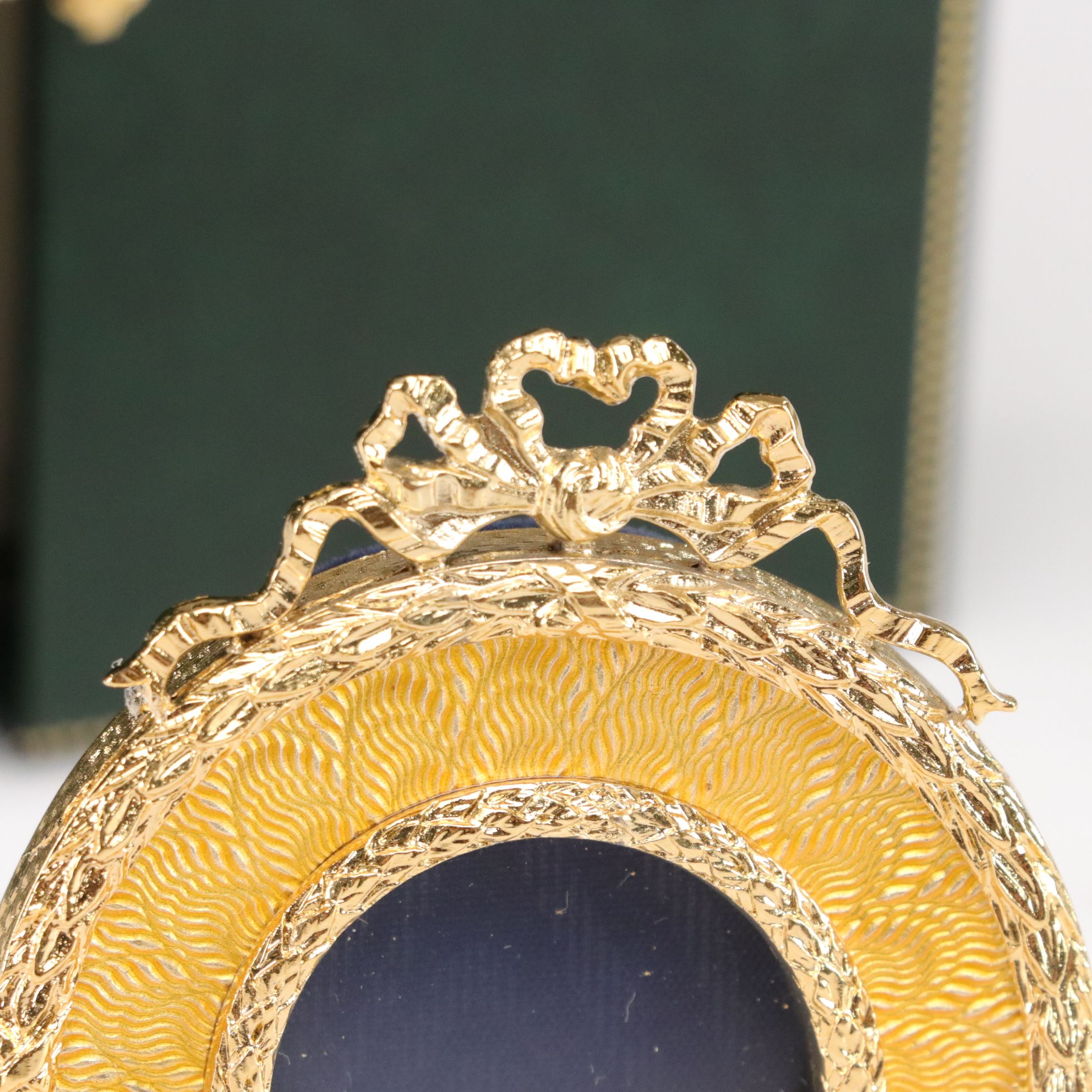 LeCoultre Co. Gilt Desk Clock with Guilloché Mini Frame