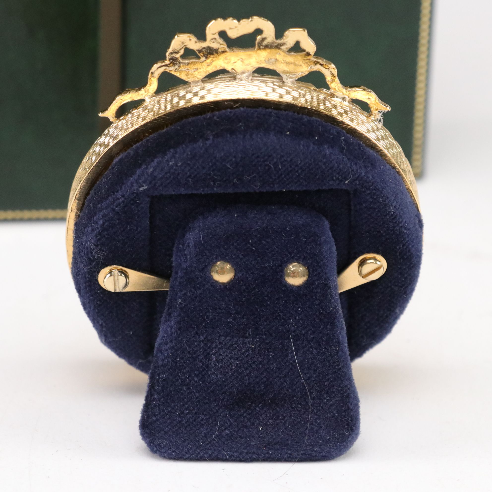 LeCoultre Co. Gilt Desk Clock with Guilloché Mini Frame