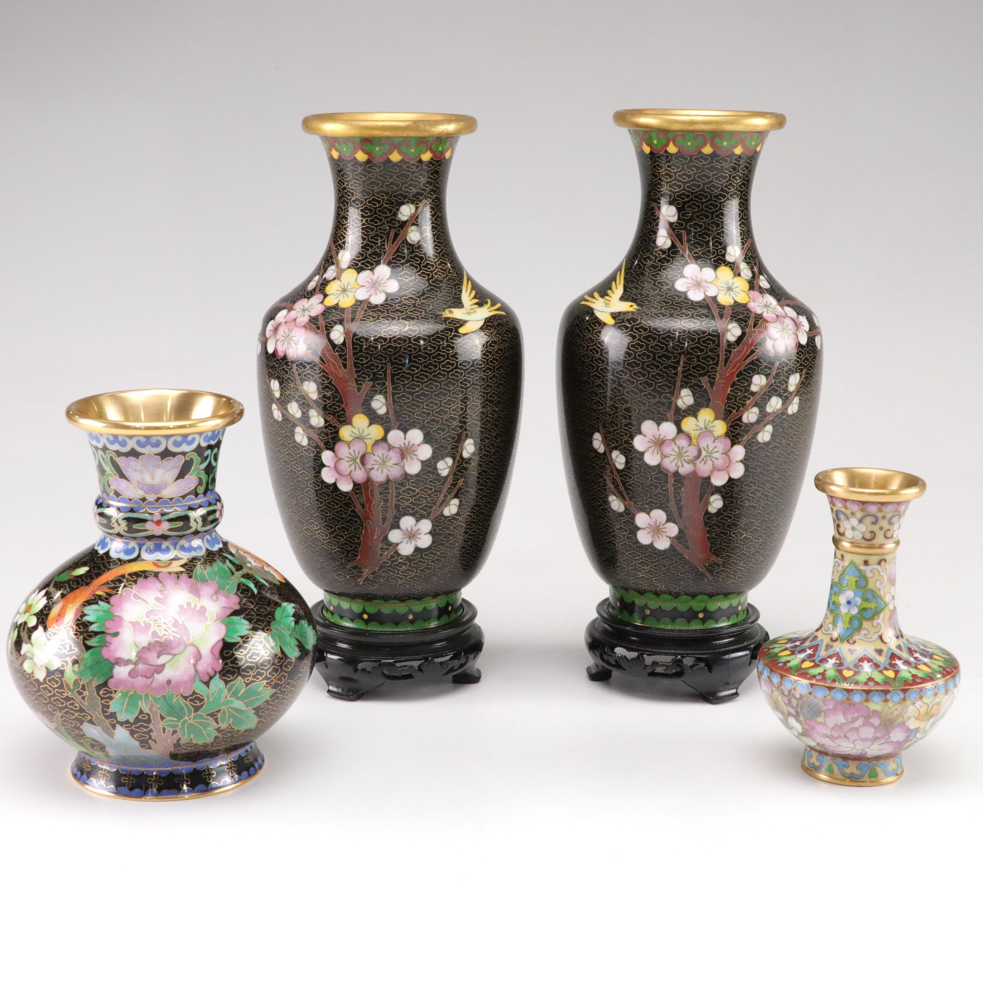 Chinese Cloisonné Plum Blossom Vases & More