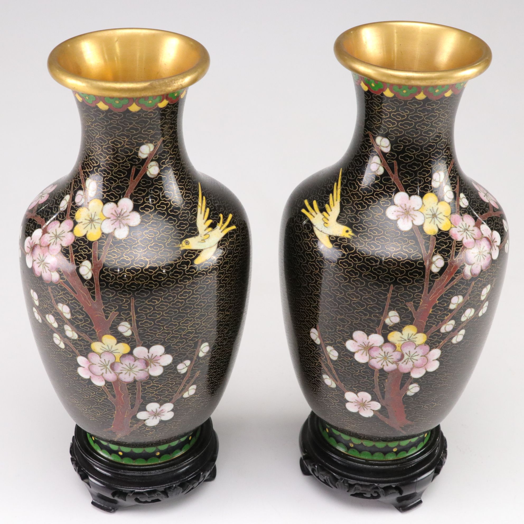 Chinese Cloisonné Plum Blossom Vases & More