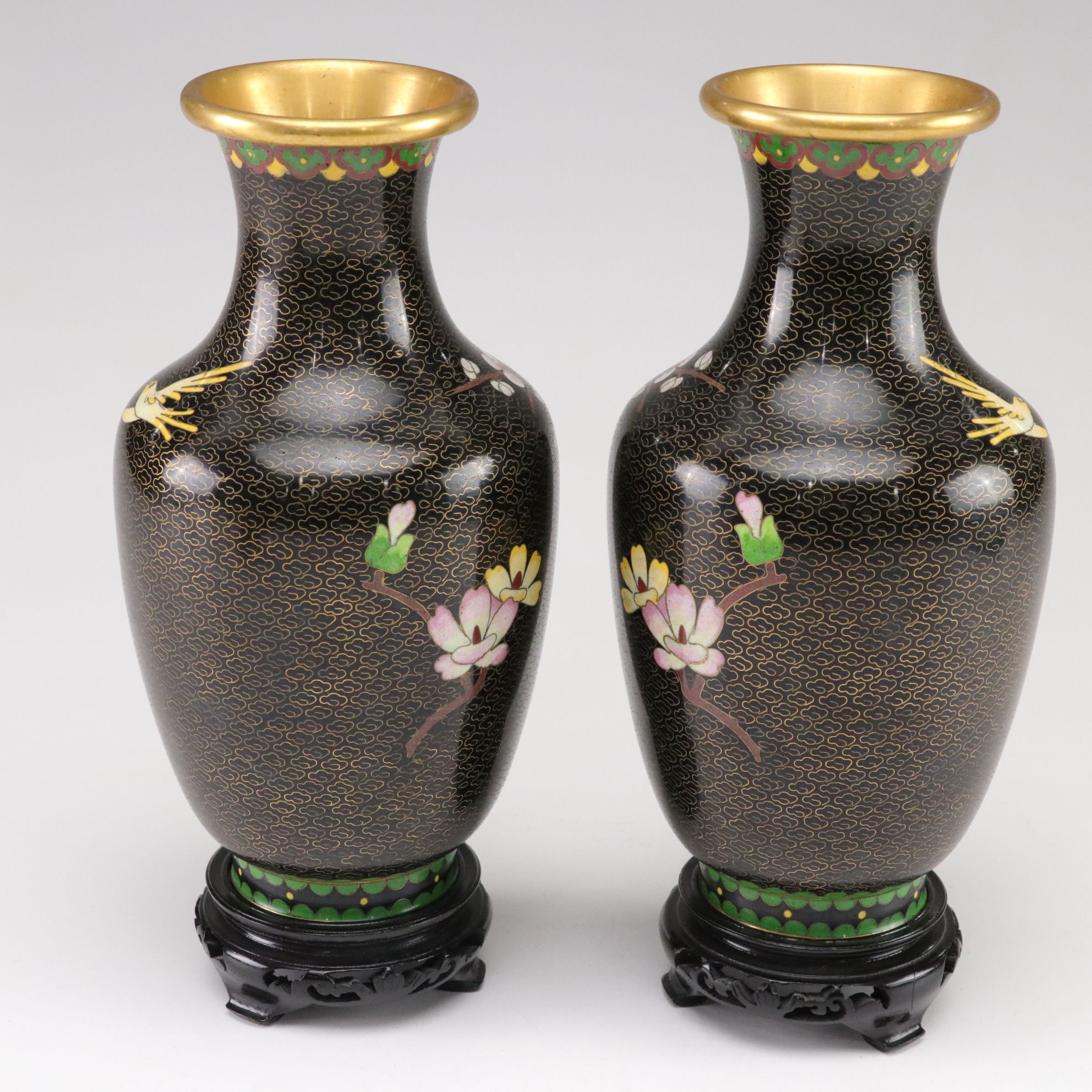 Chinese Cloisonné Plum Blossom Vases & More