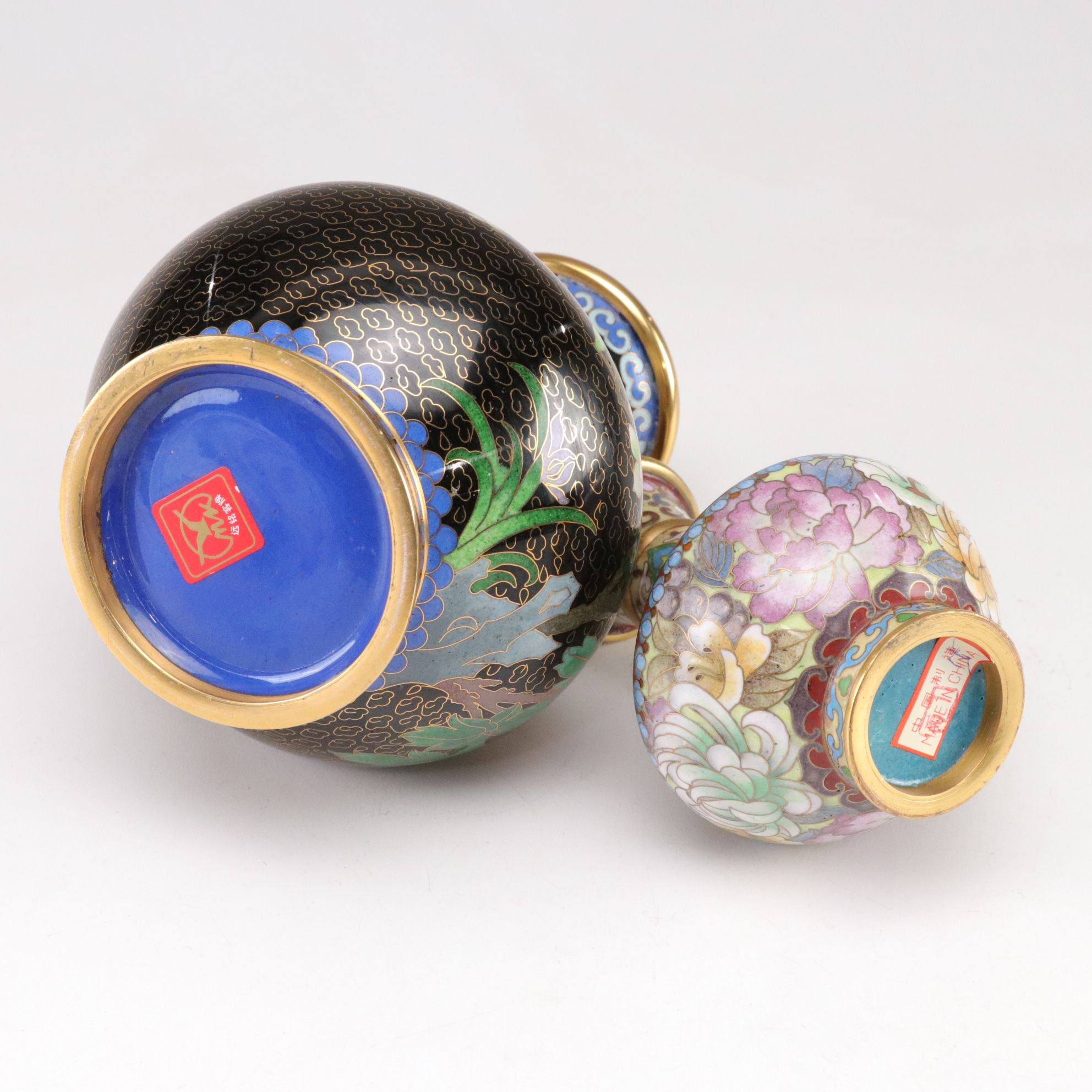 Chinese Cloisonné Plum Blossom Vases & More