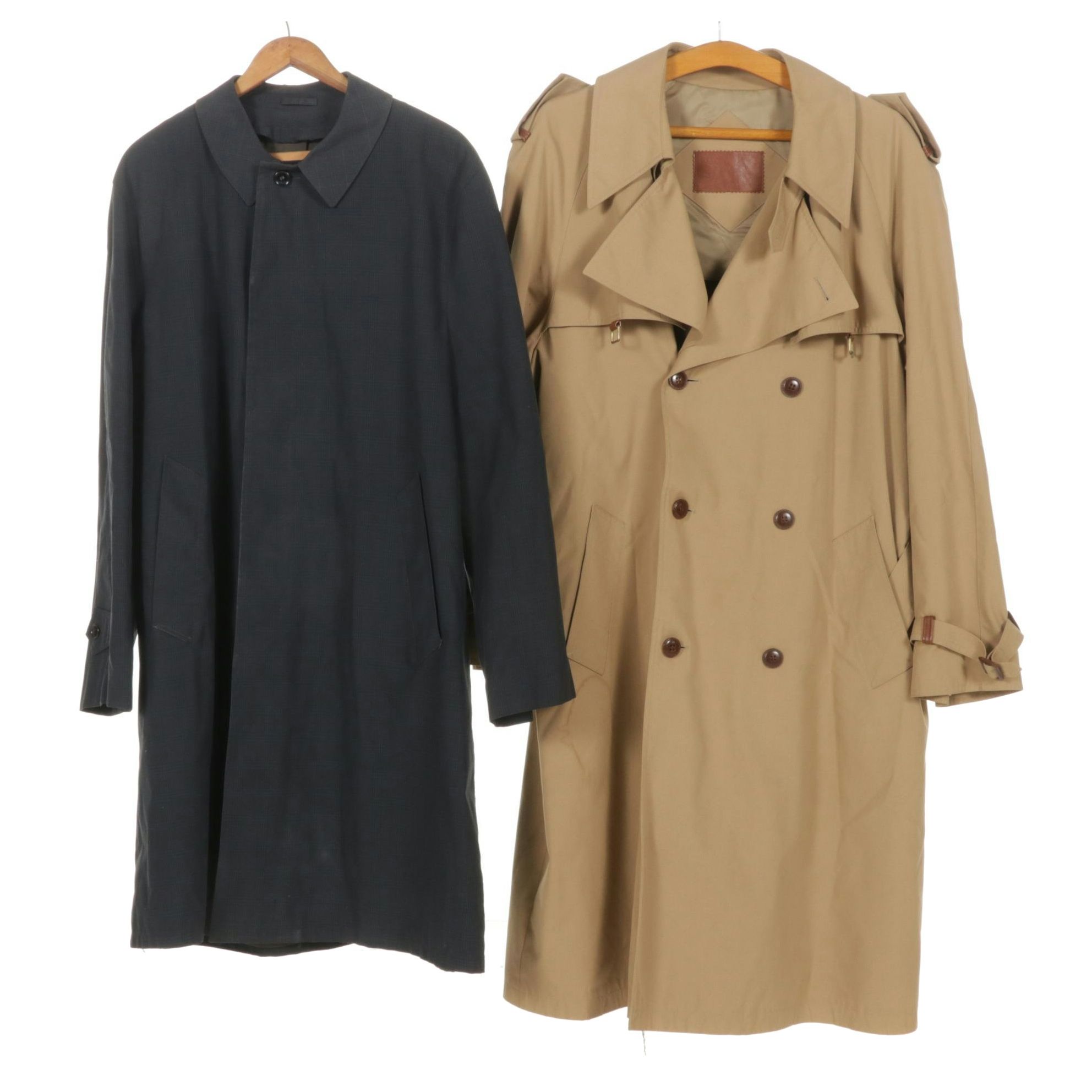 Etienne Aigner Double-Breasted Trench Coat & Towncraft Plaid Trench, 1970s