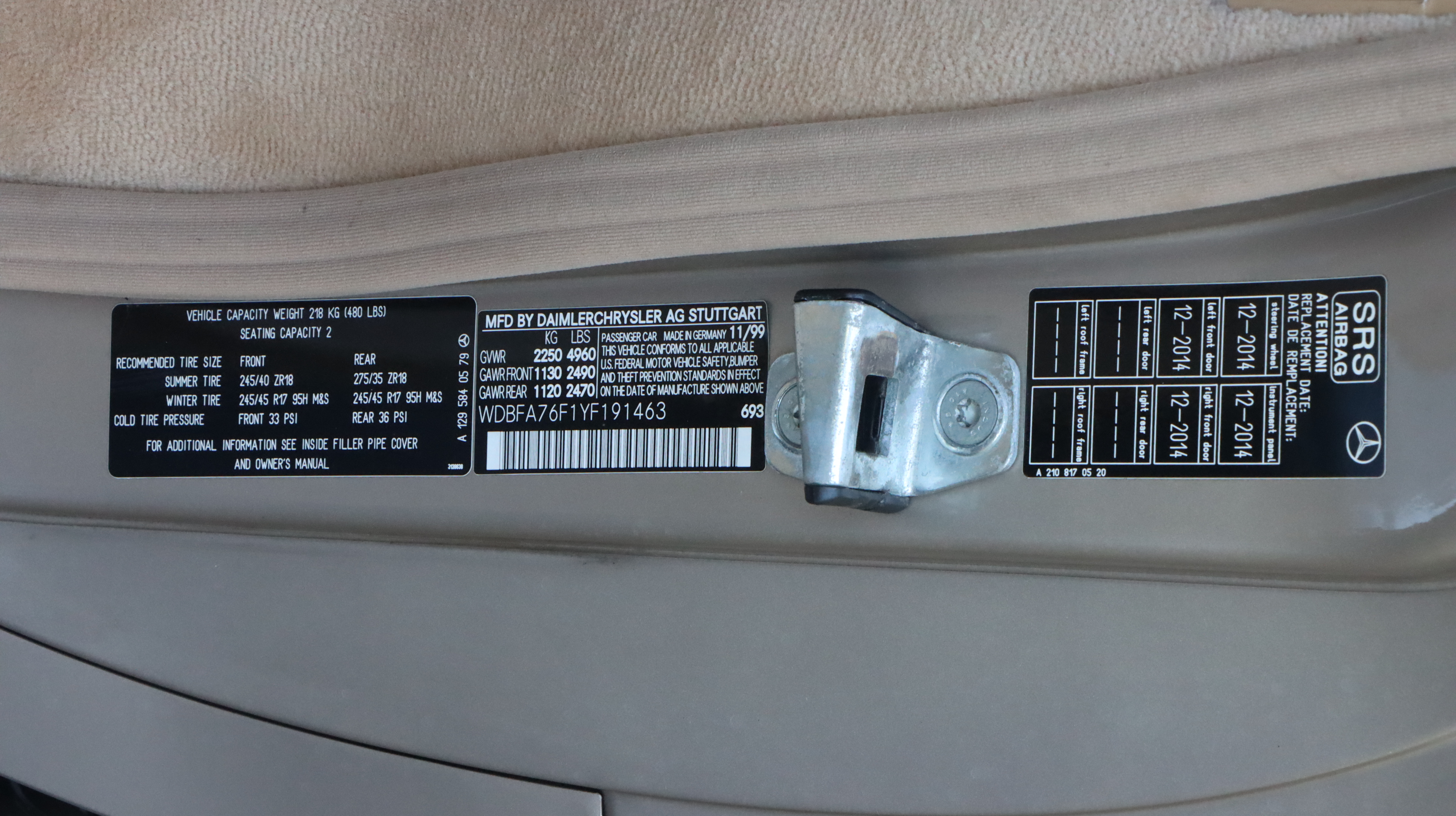 2000 Mercedes-Benz SL600 Convertible with Hard Top