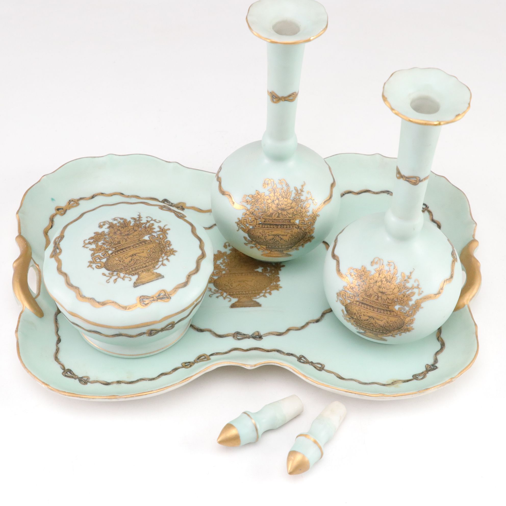 Ardalt Robins Egg Blue Porcelain Vanity Tray, Box & More