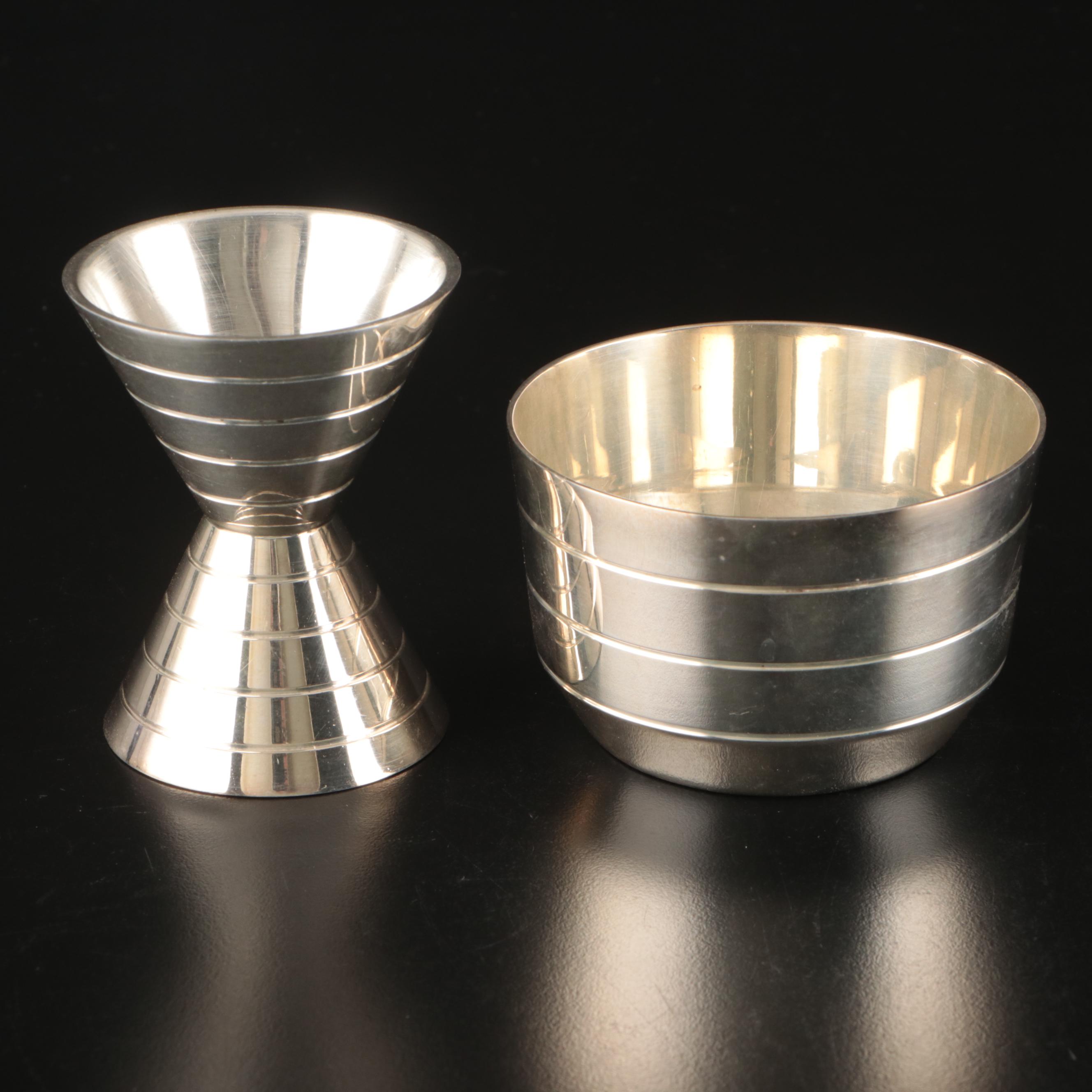 Ralph Lauren "Montgomery" Silver Plate Cocktail Jigger and Nut Dish