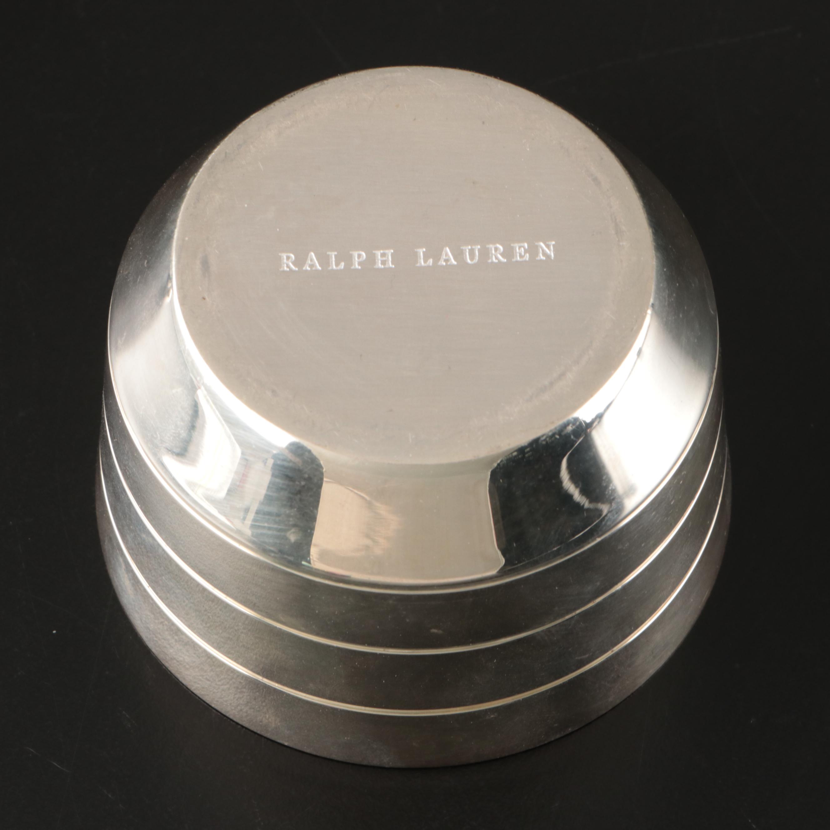 Ralph Lauren "Montgomery" Silver Plate Cocktail Jigger and Nut Dish