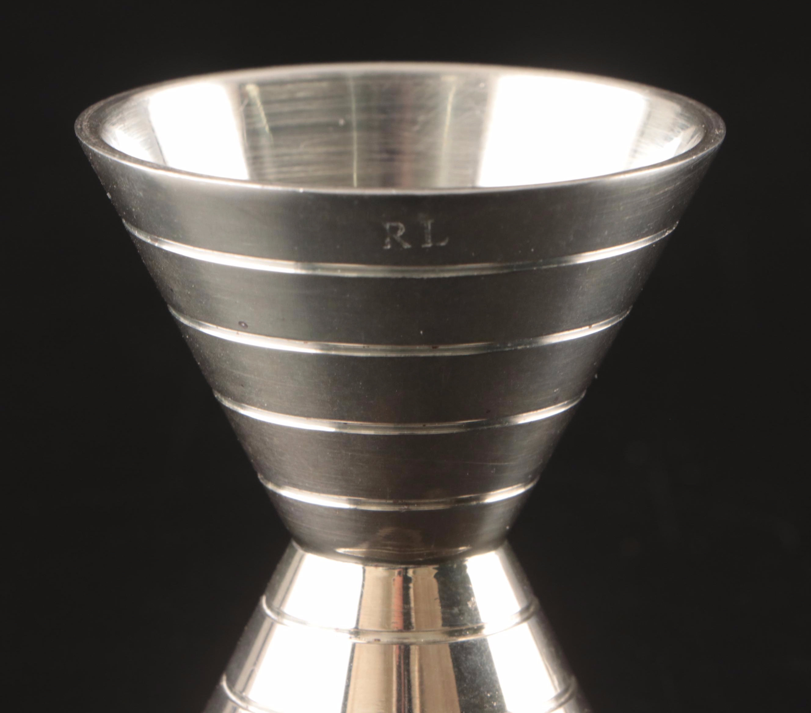 Ralph Lauren "Montgomery" Silver Plate Cocktail Jigger and Nut Dish