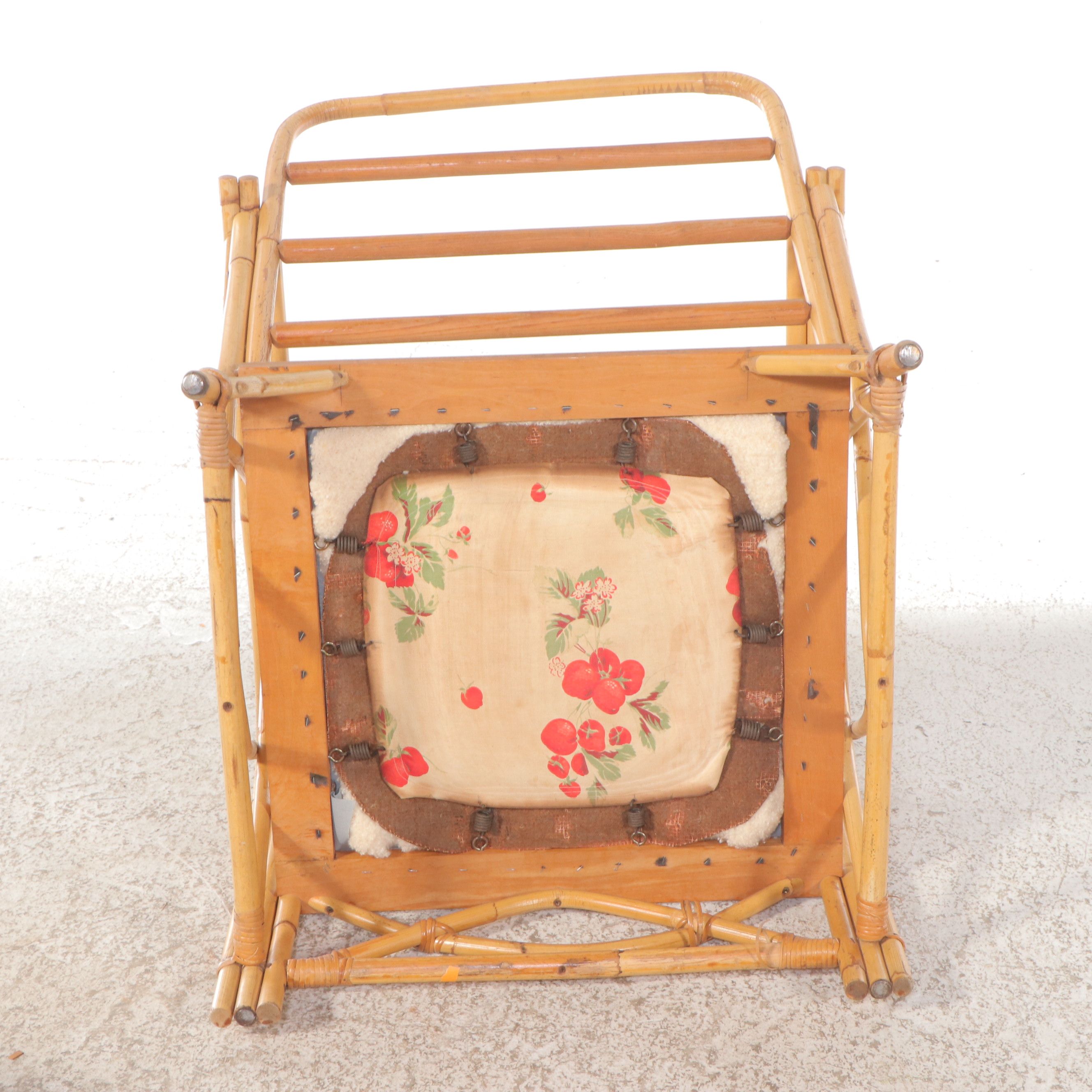 Ficks Reed Co. Mid Century Modern Style Rattan Bentwood Armchair with Cushions