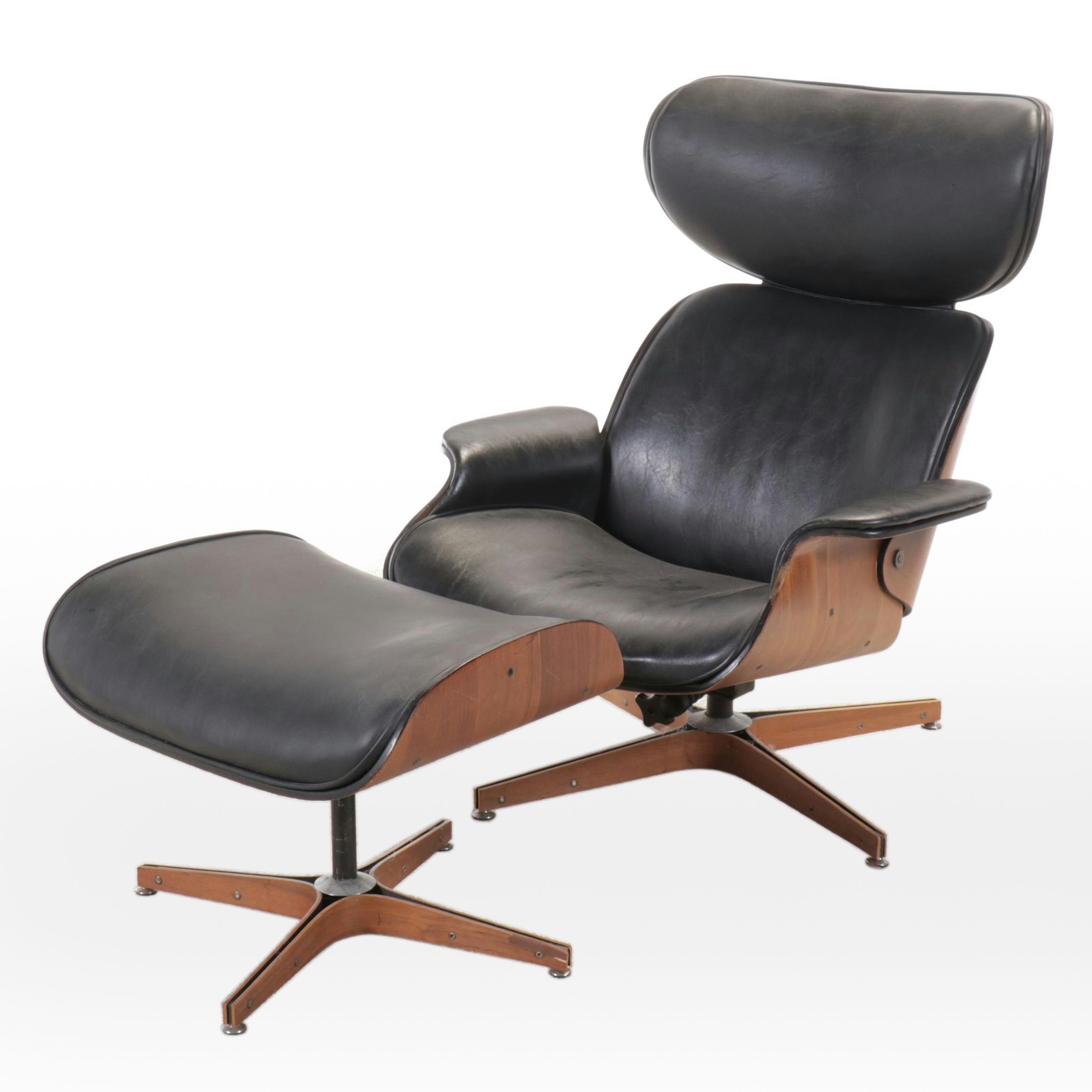 Plycraft Inc. Modern Armchair with Ottoman Designed by George Mulhauser