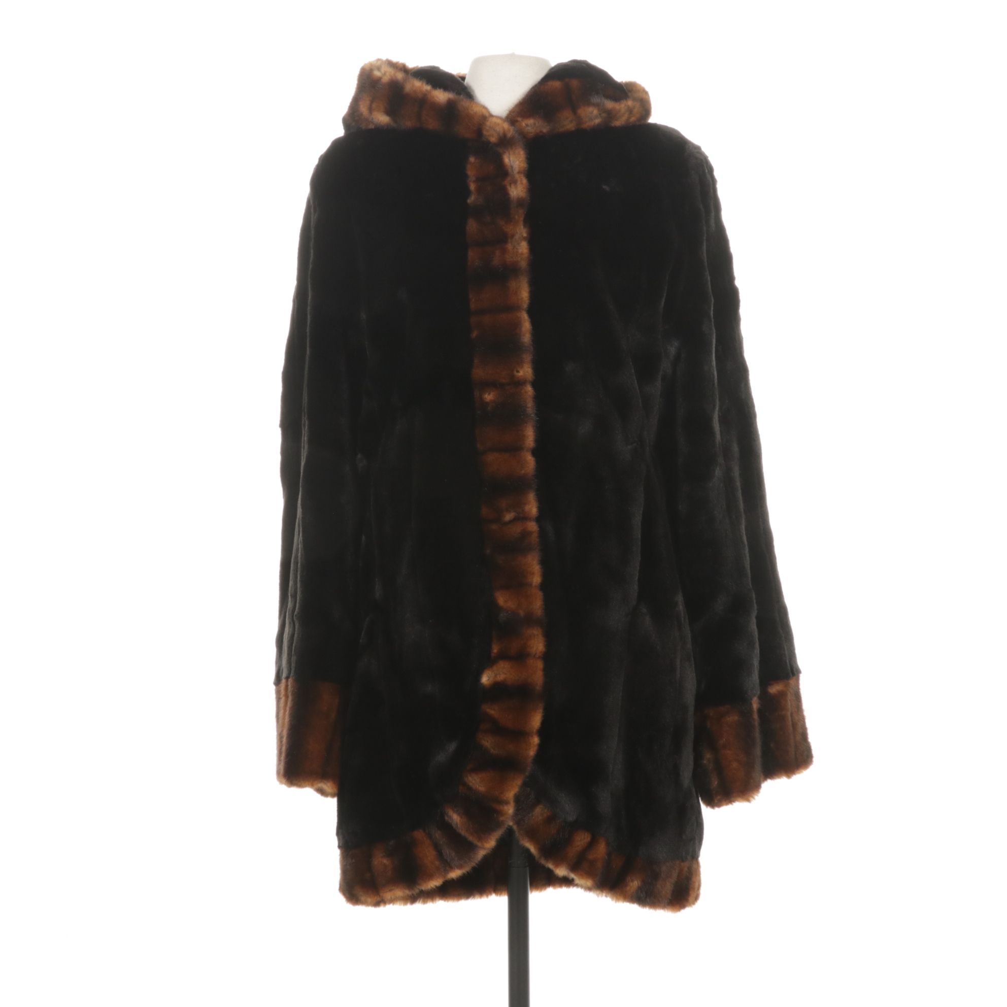 Tissavel for Pamela McCoy Faux Rabbit Fur Jacket with Hood