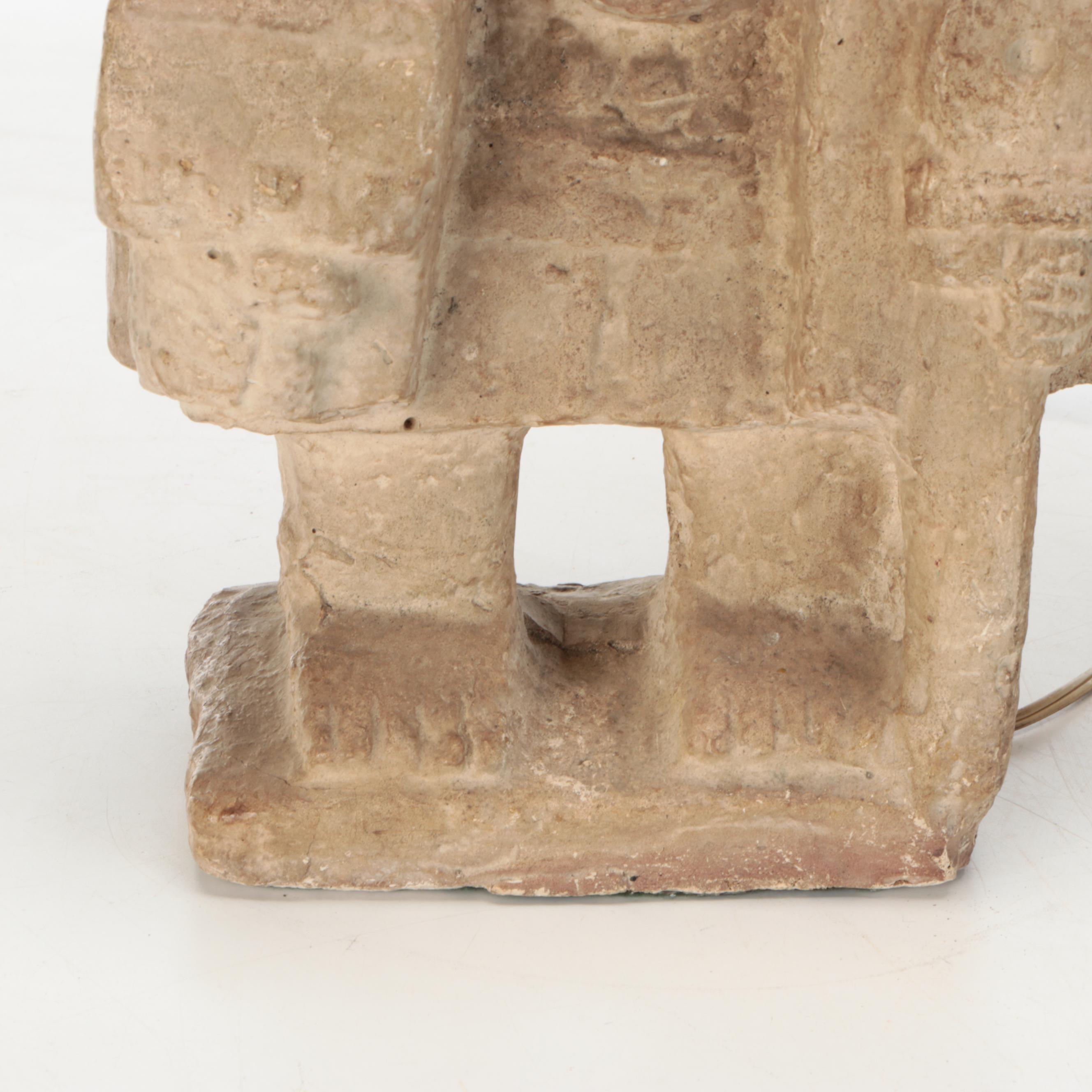 Pair of Mesoamerican Inspired Plaster Table Lamps, Contemporary