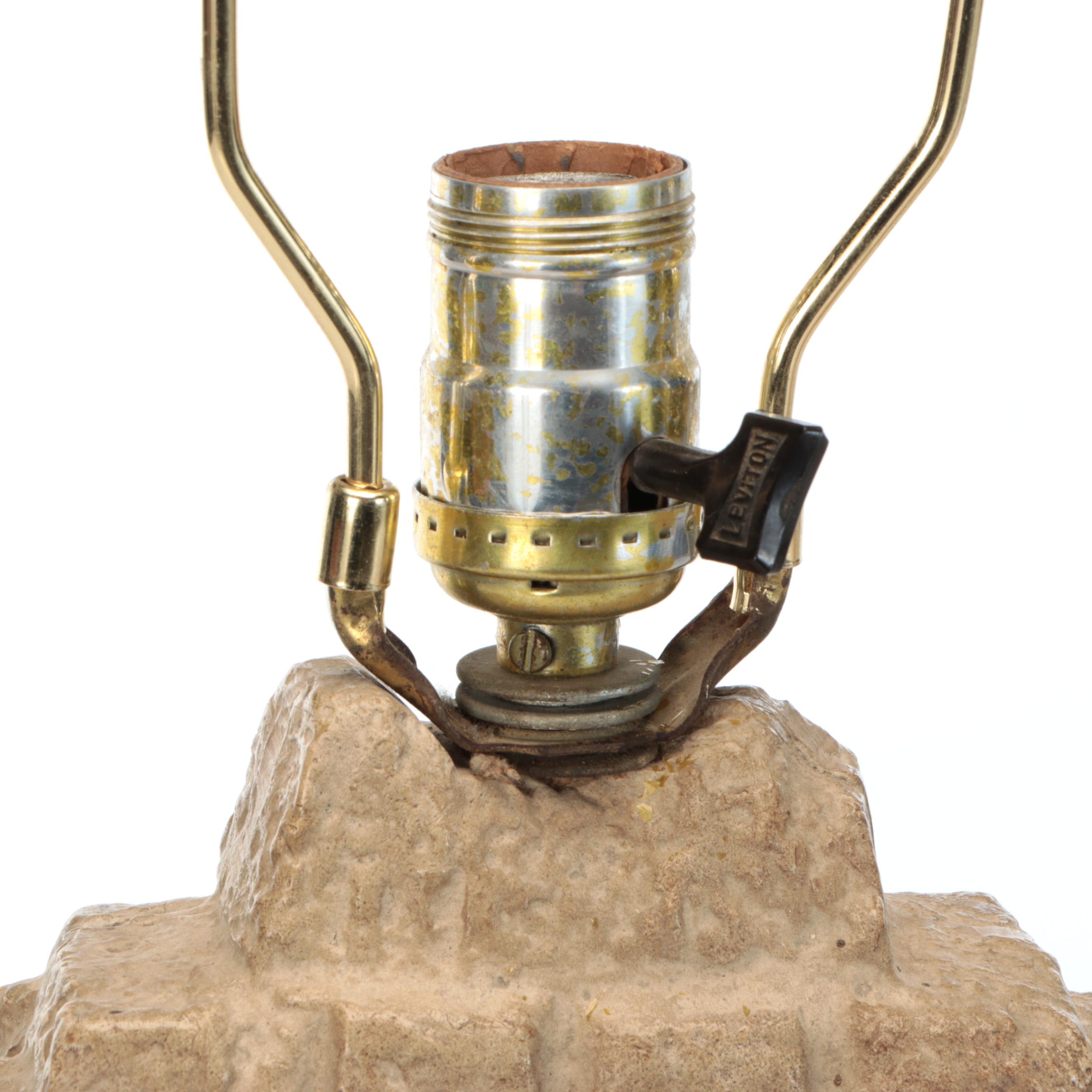 Pair of Mesoamerican Inspired Plaster Table Lamps, Contemporary