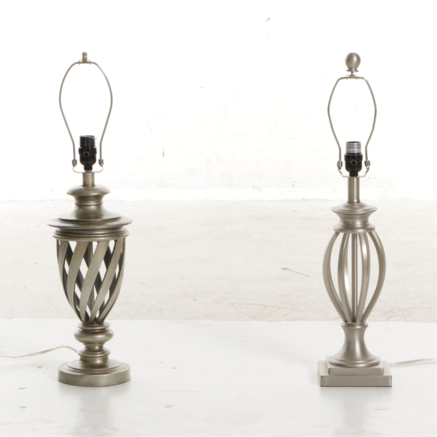 Modern Neoclassical Coordinating Lattice Urn Table Lamps