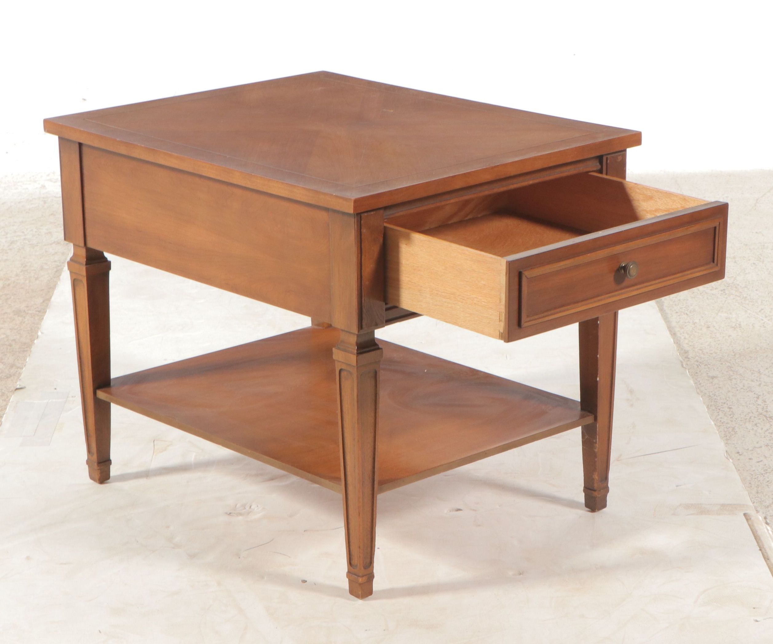 Mid Century Regency Style Single Drawer Side Tables, Mid to Late 20th Century