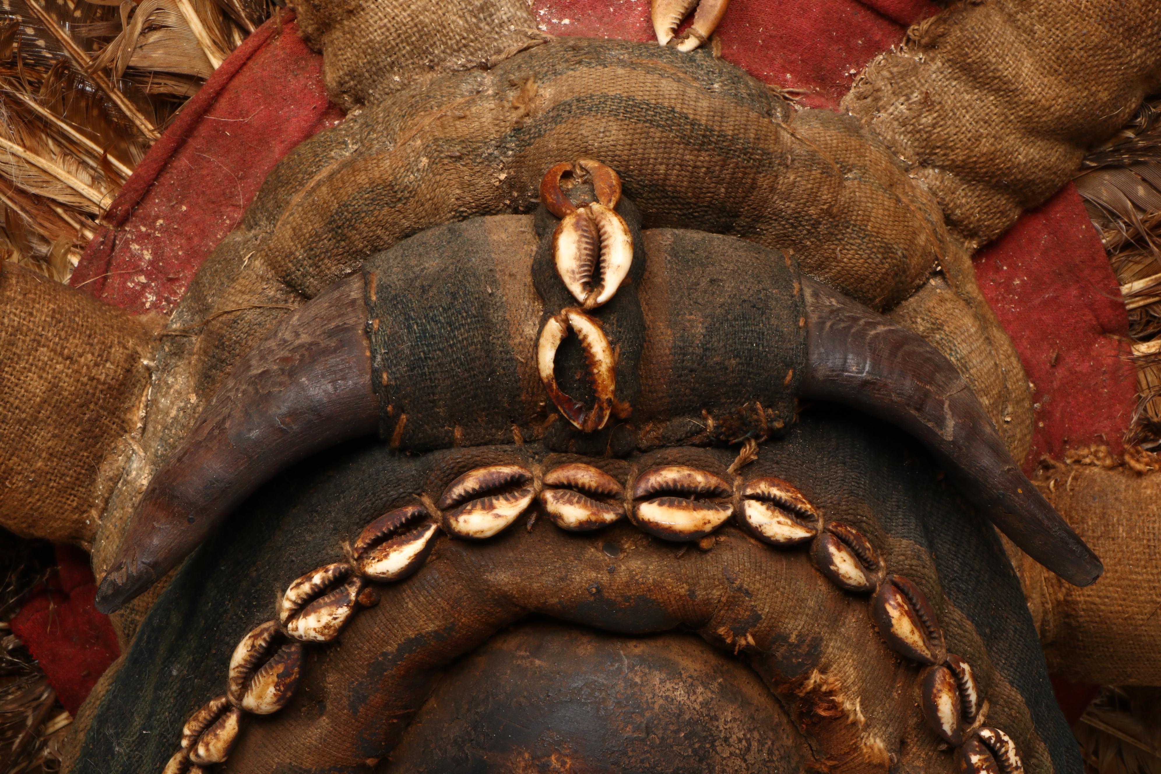 West African Dan People Carved Wood and Natural Material Ceremonial Mask