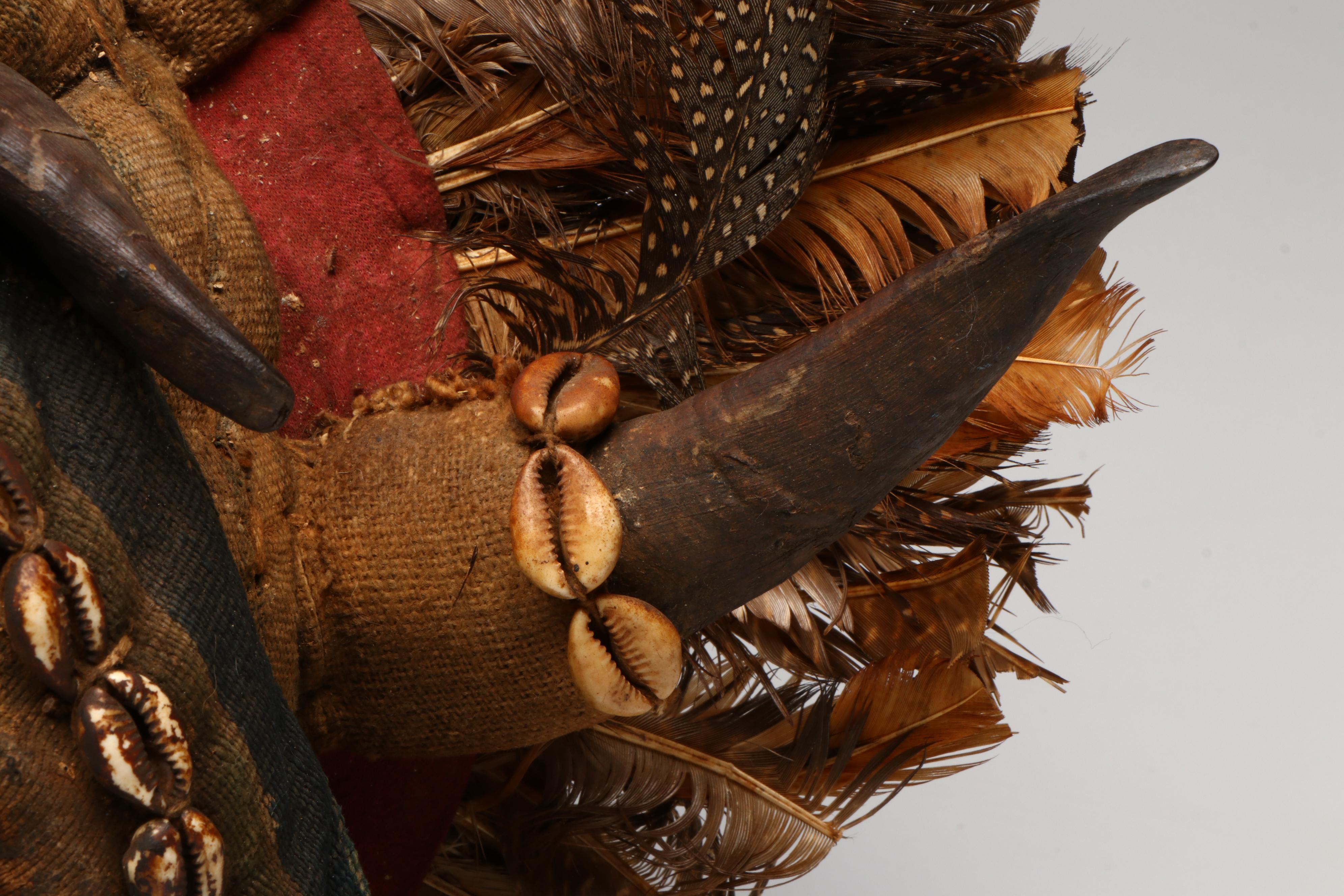 West African Dan People Carved Wood and Natural Material Ceremonial Mask