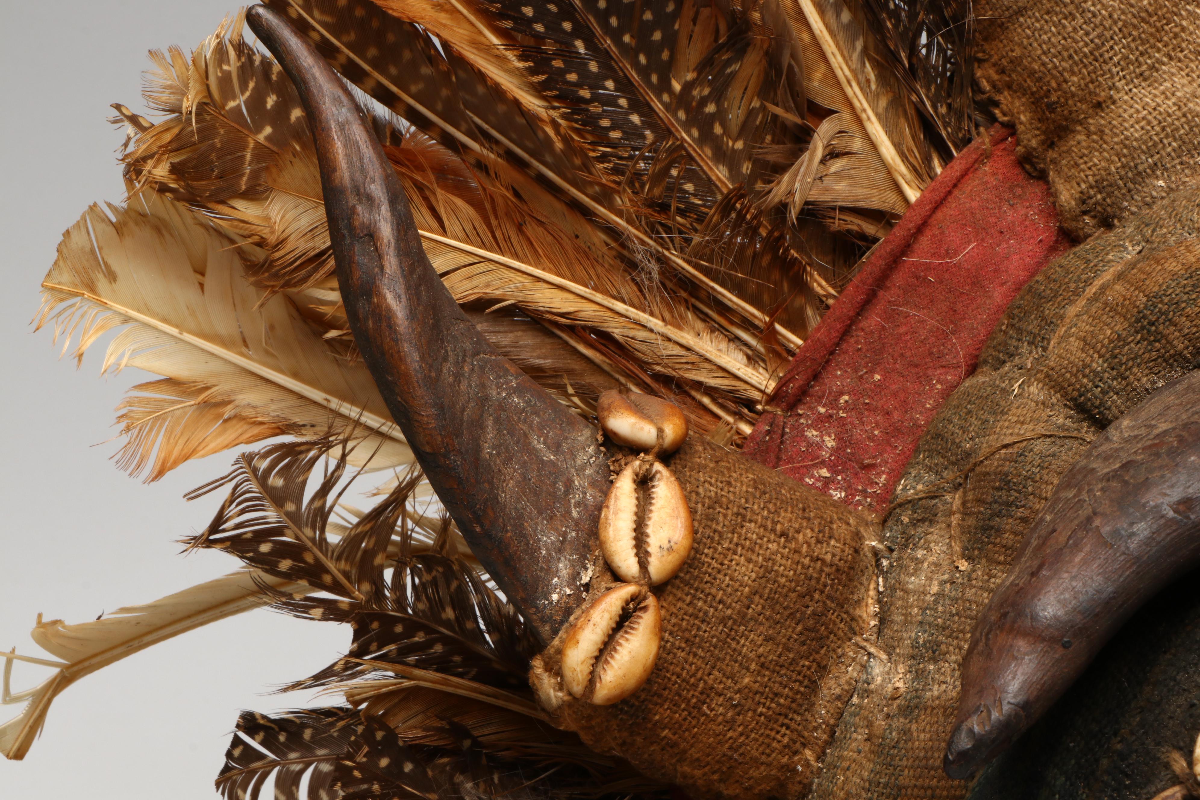 West African Dan People Carved Wood and Natural Material Ceremonial Mask