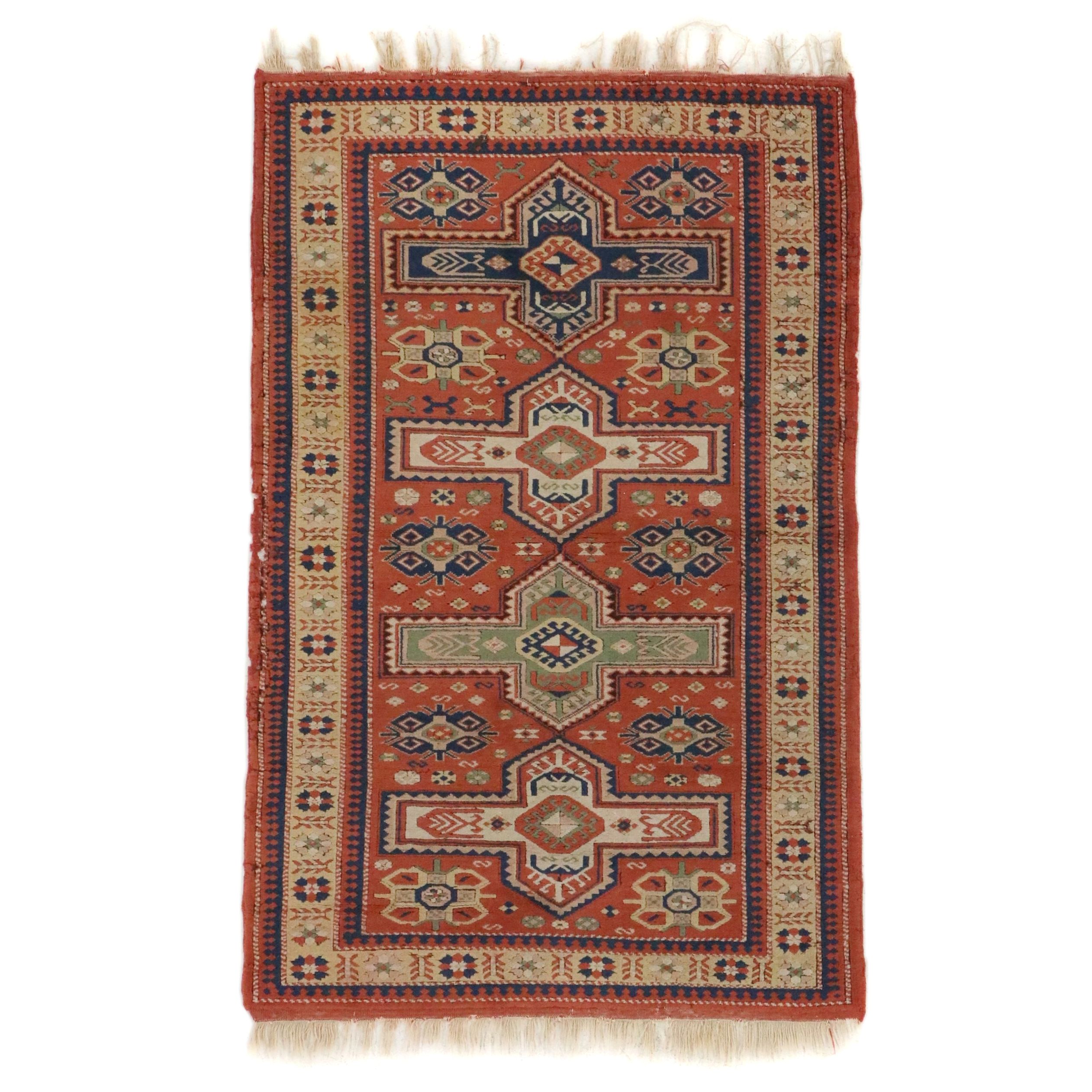 3'10 x 6'3 Hand-Knotted Caucasian Kazak Area Rug