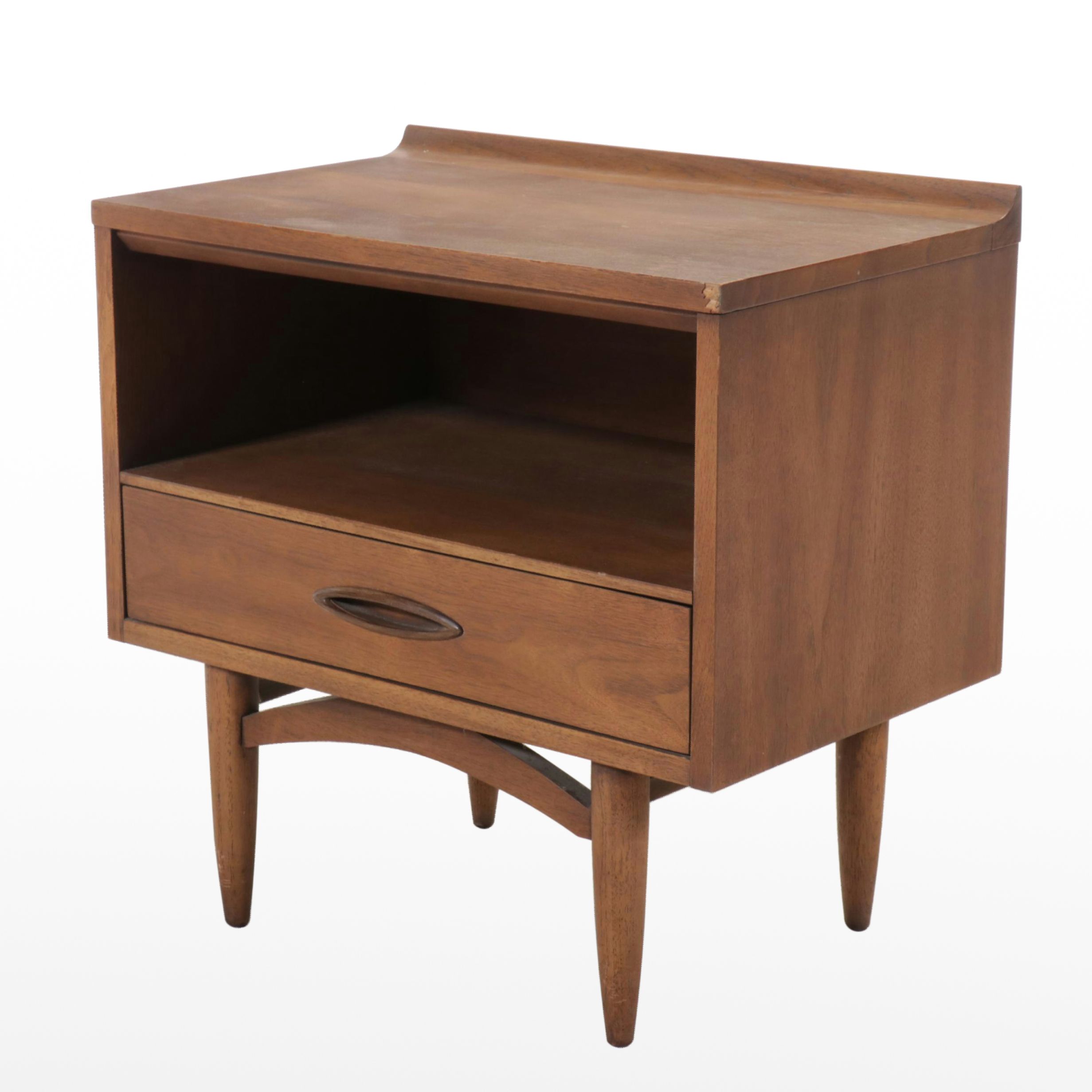 Mid Century Modern Style Walnut Veneer Nightstand