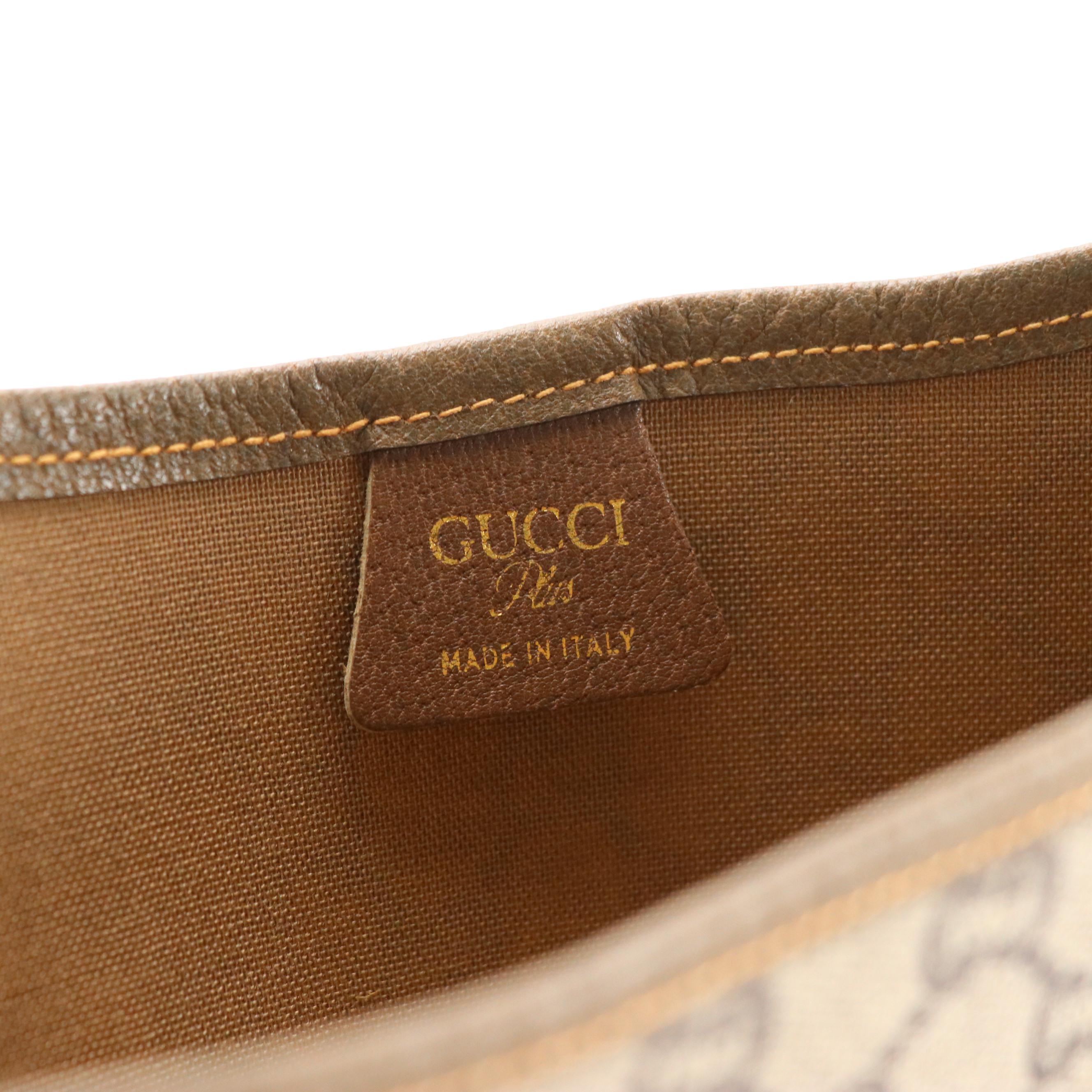 Gucci Plus Front Pocket Tote in GG Supreme Canvas, Leather and Web Straps