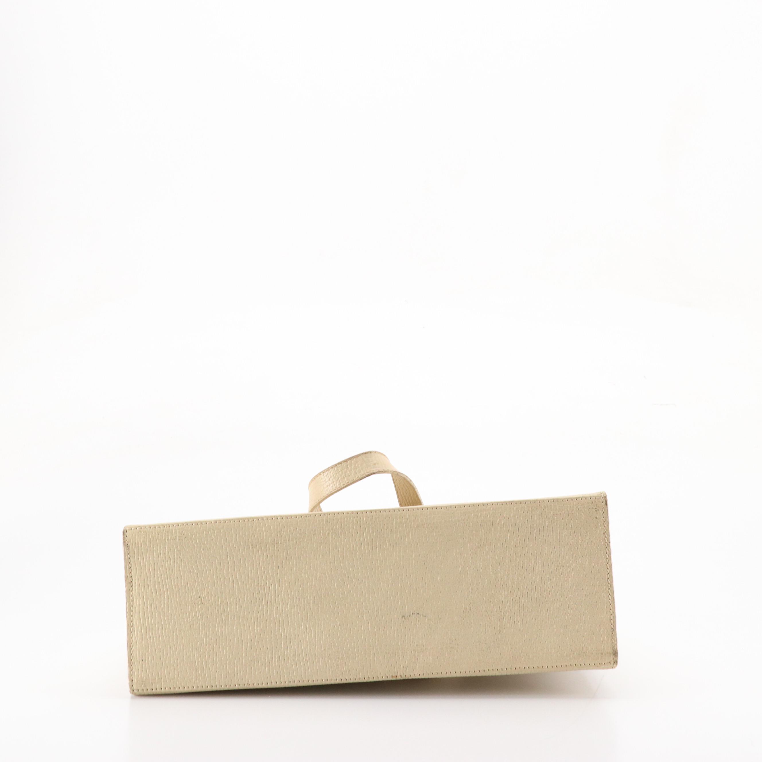 Loewe Flap-Over Shoulder Bag in Off-White Textured Leather