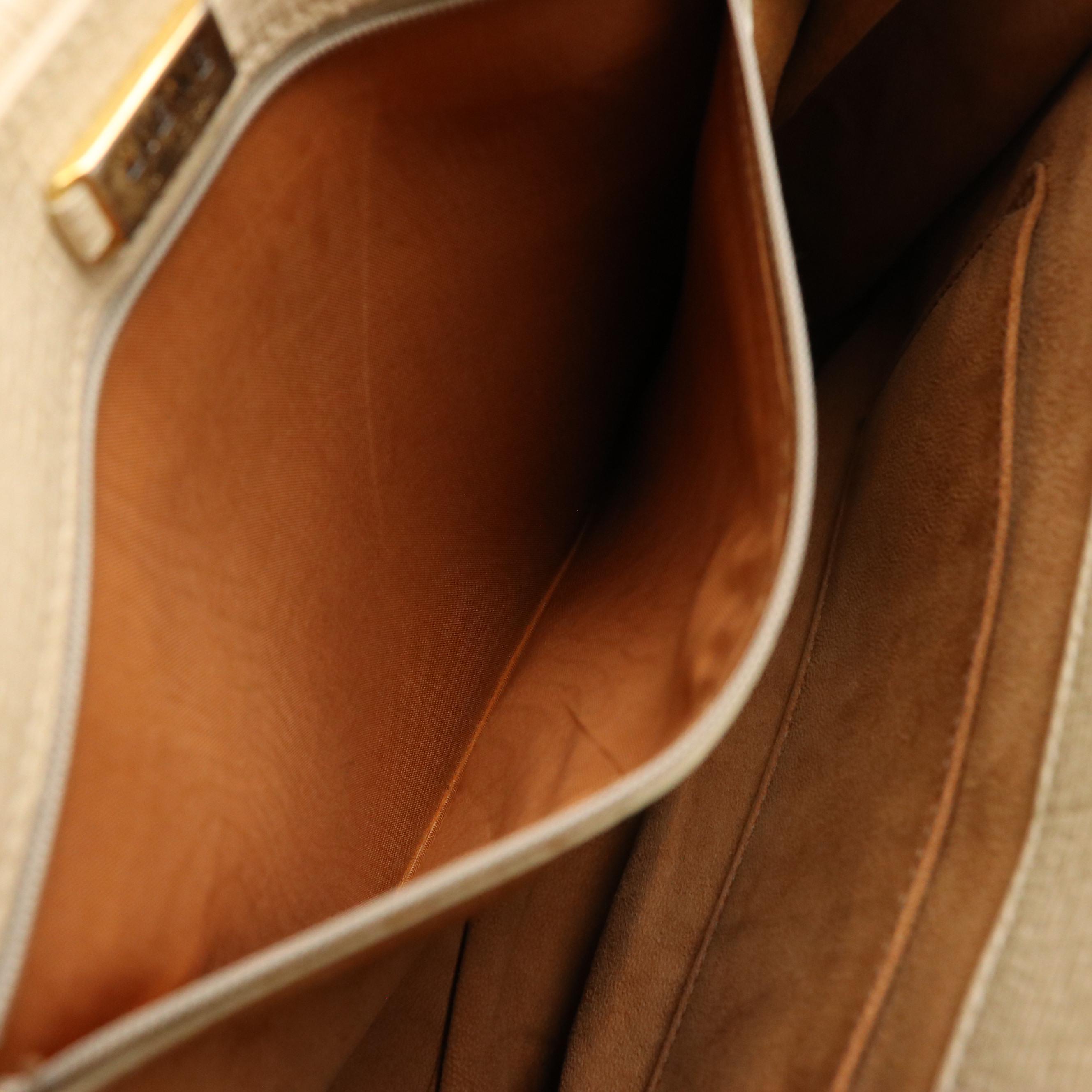 Loewe Flap-Over Shoulder Bag in Off-White Textured Leather