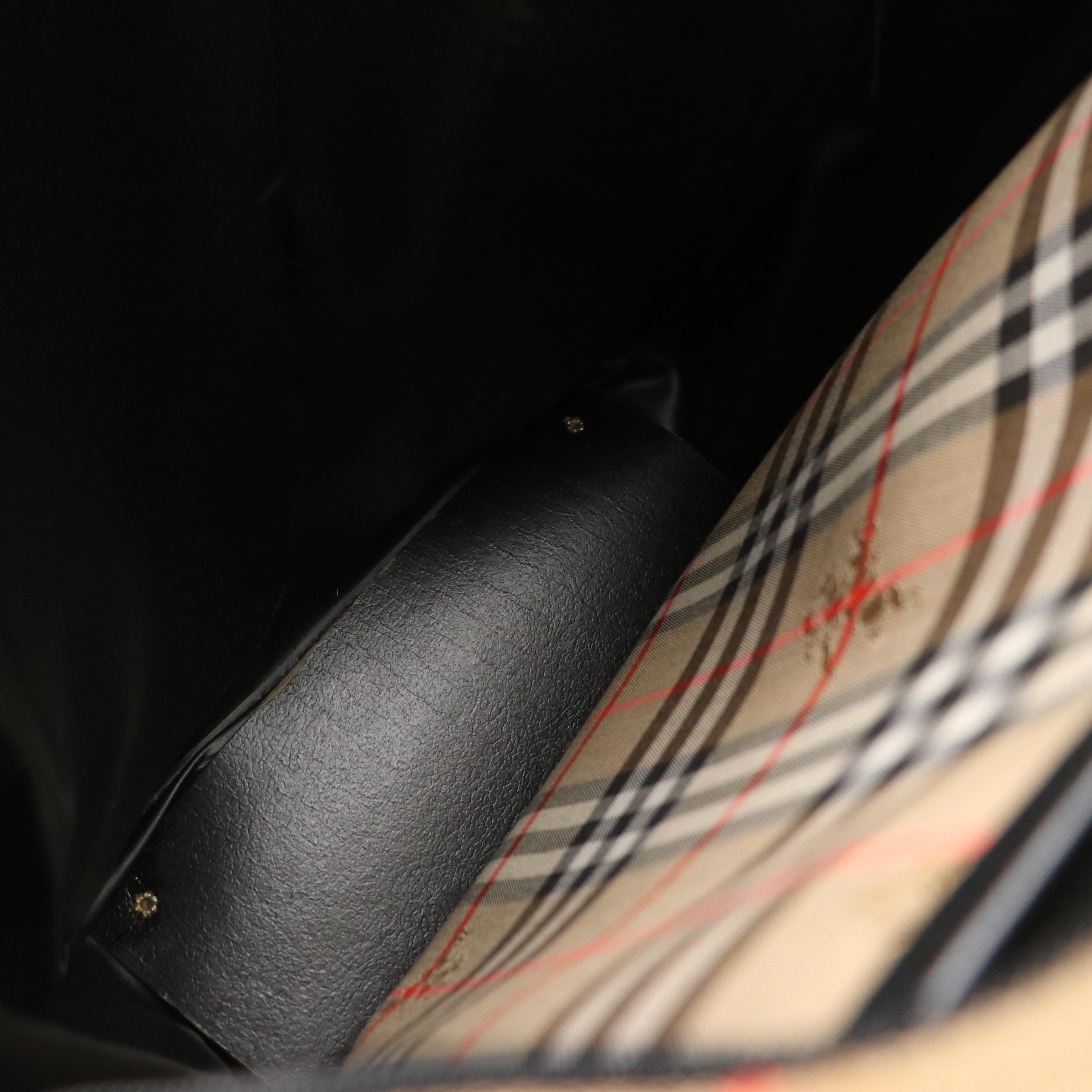 Burberrys Tennis Racket Bag in Haymarket Check Canvas and Black Leather Trim