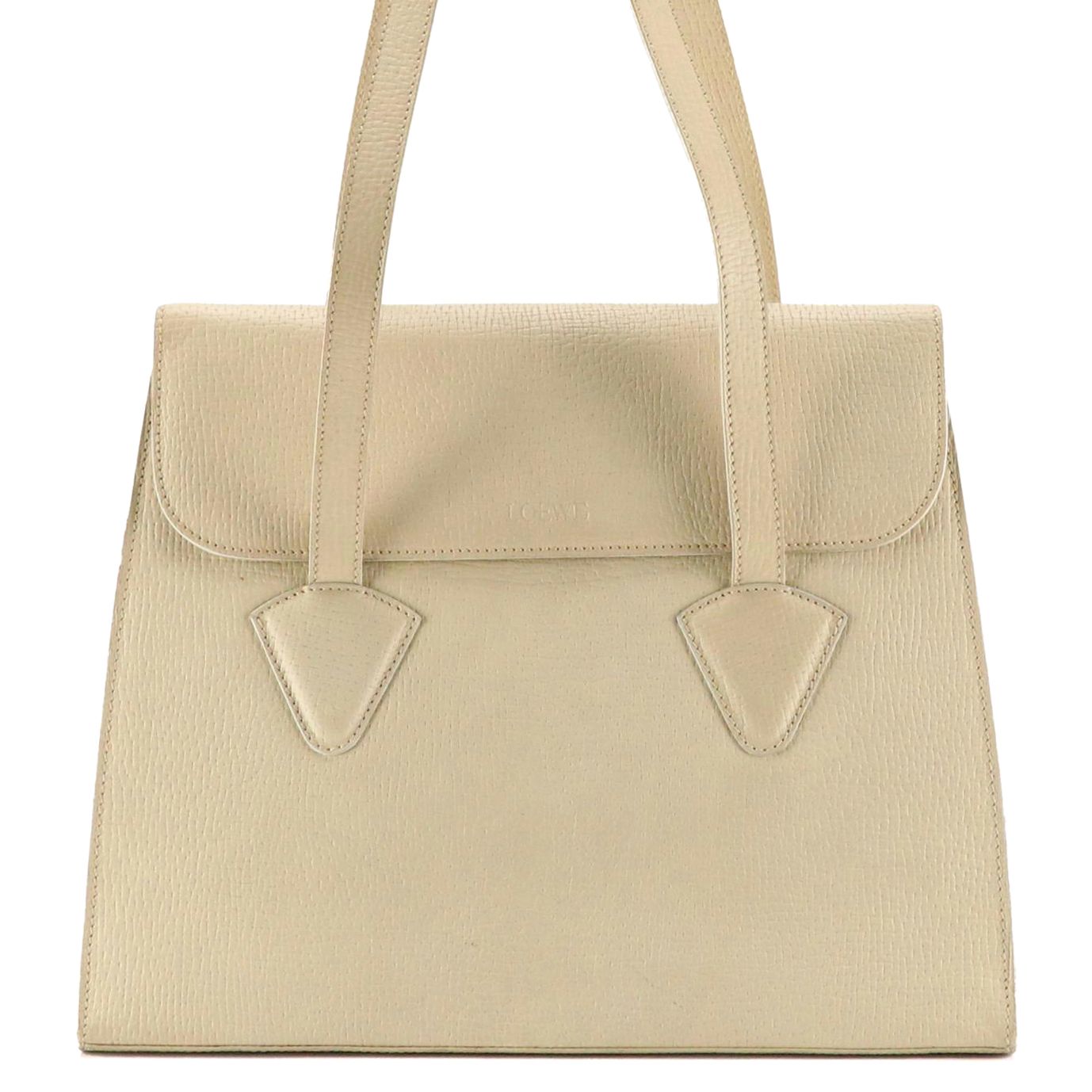 Loewe Flap-Over Shoulder Bag in Off-White Textured Leather