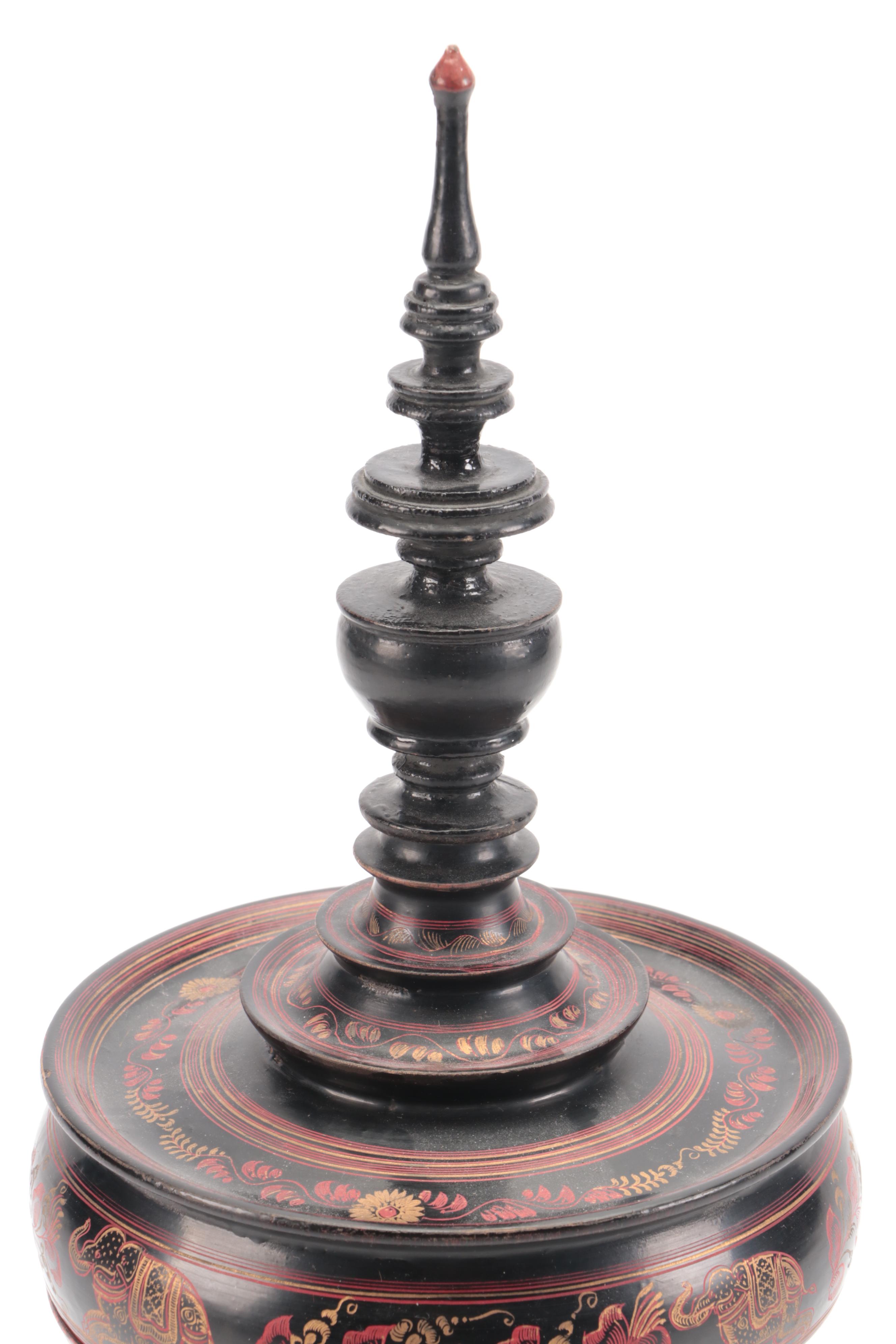 Burmese Handmade Lacquered Offering Vessel