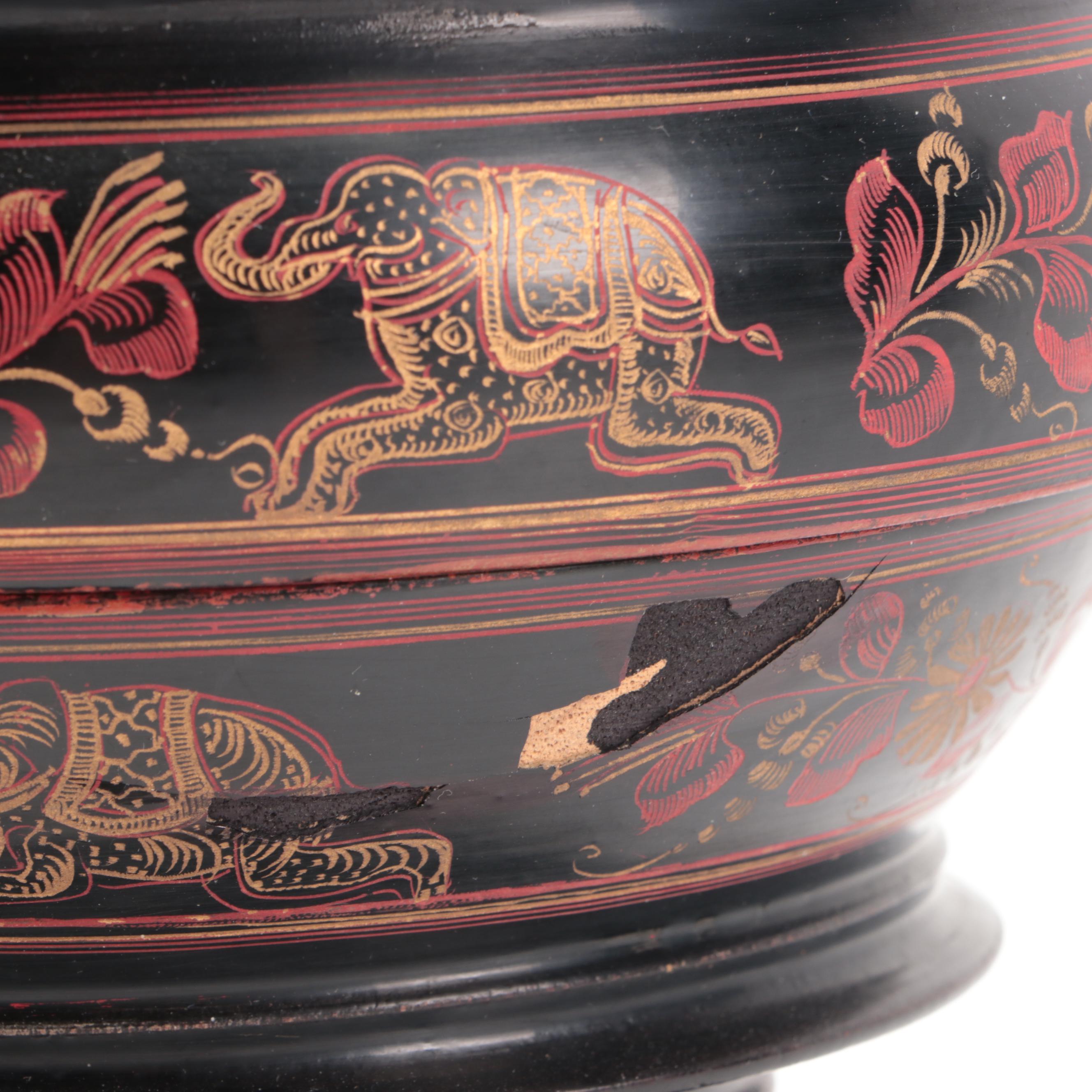 Burmese Handmade Lacquered Offering Vessel