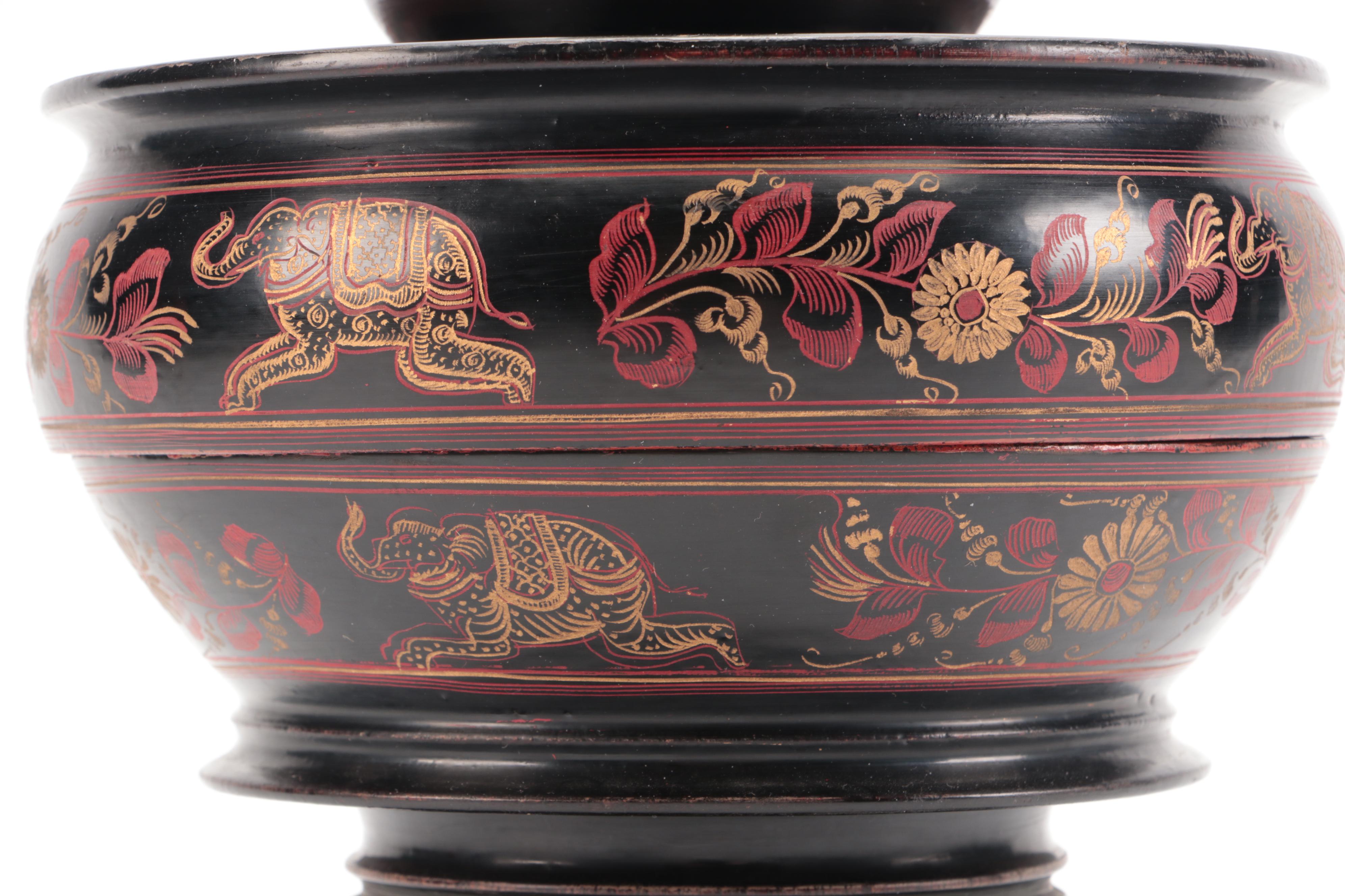 Burmese Handmade Lacquered Offering Vessel