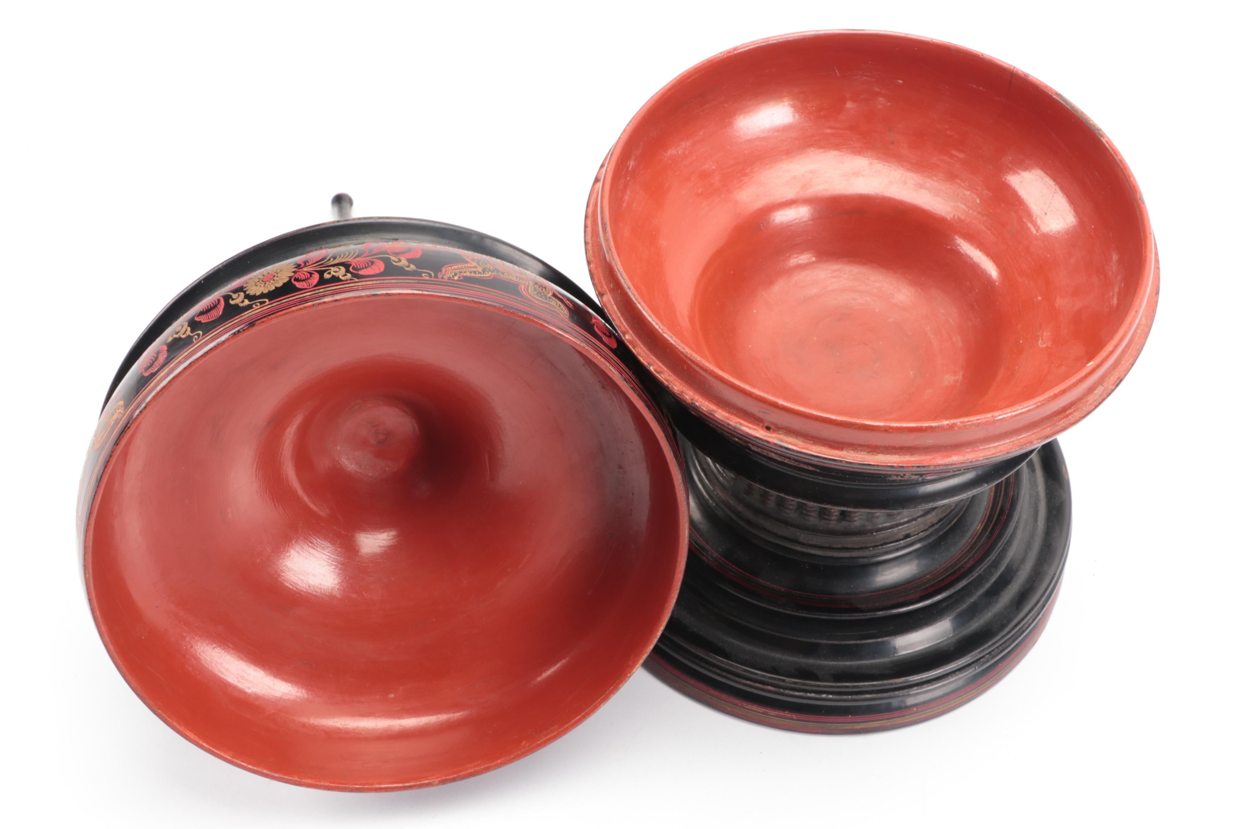 Burmese Handmade Lacquered Offering Vessel