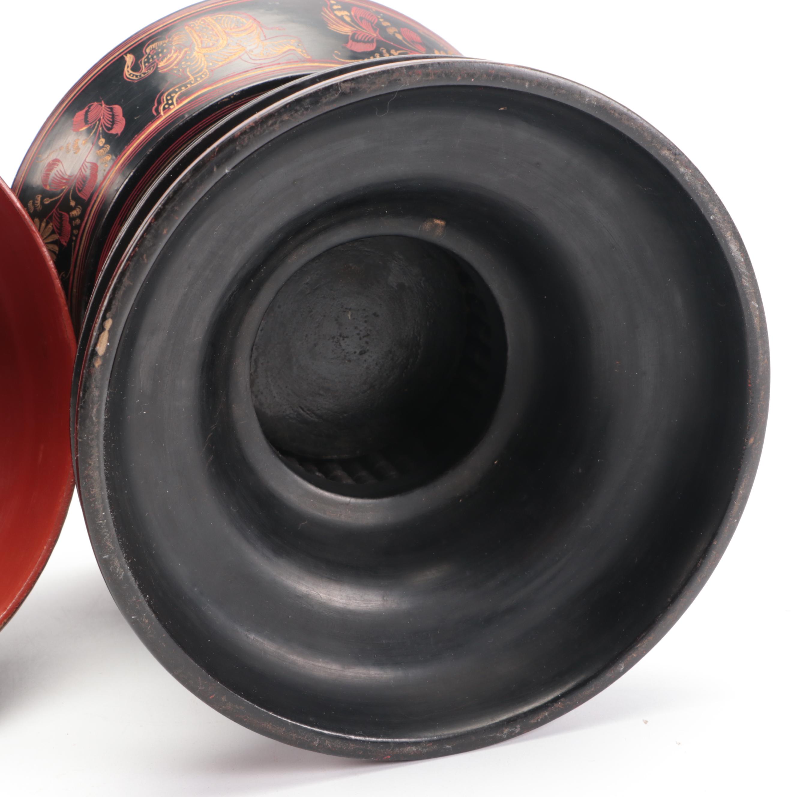 Burmese Handmade Lacquered Offering Vessel