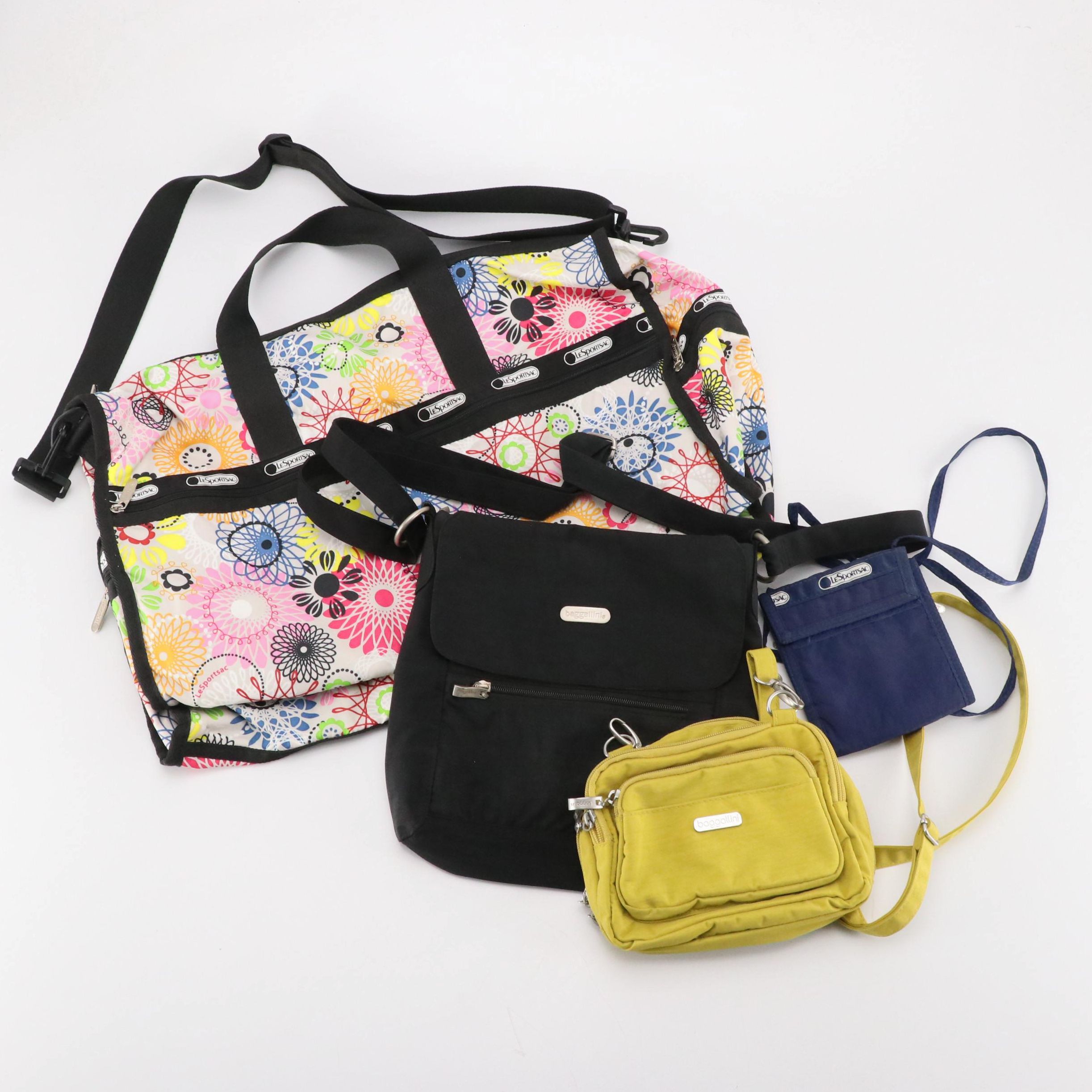 LeSportSac Floral Nylon Gym Bag & Travel Wallet, Baggallini Nylon Messenger Bags