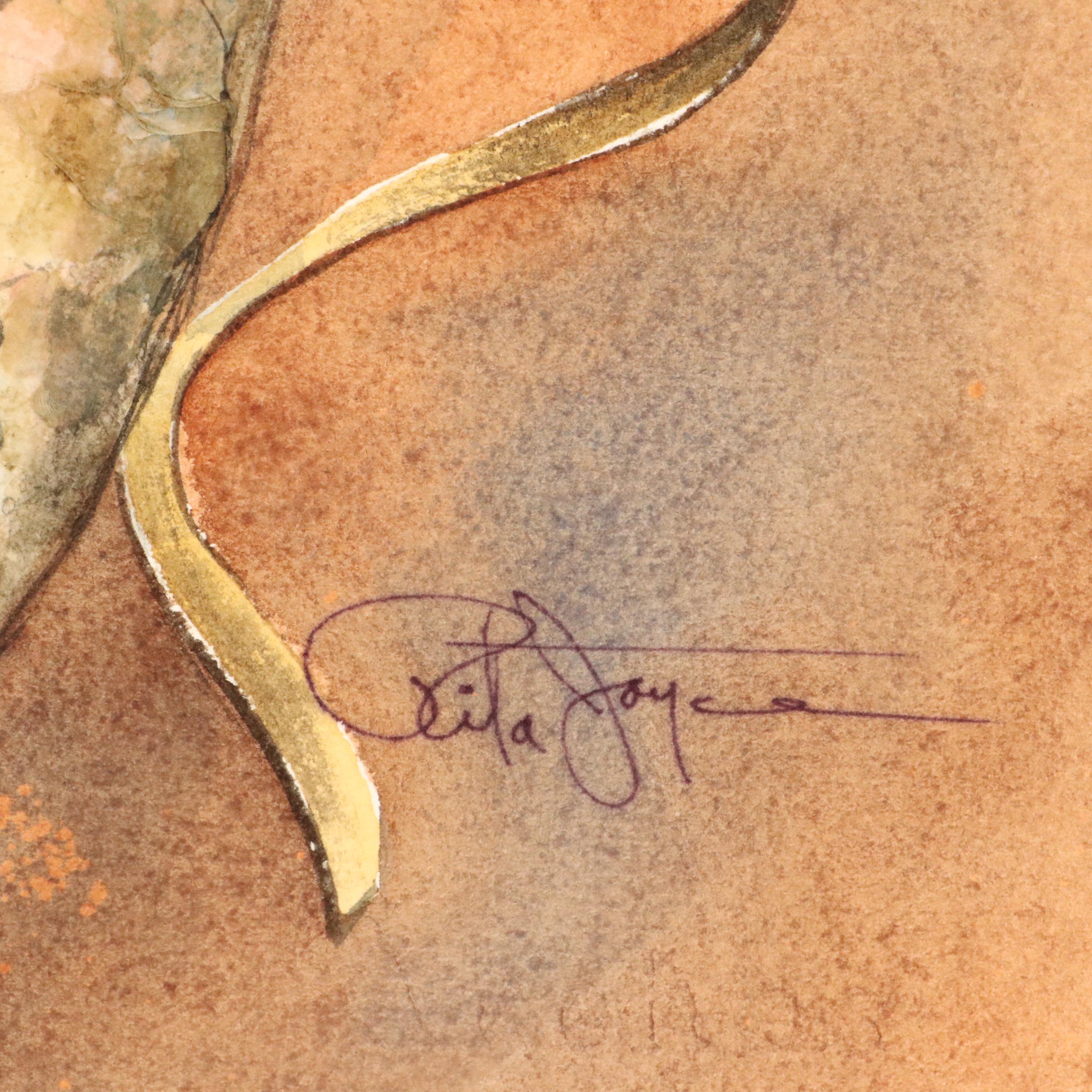 Rita Joyce Watercolor Painting of Mustached Mask, Late 20th Century