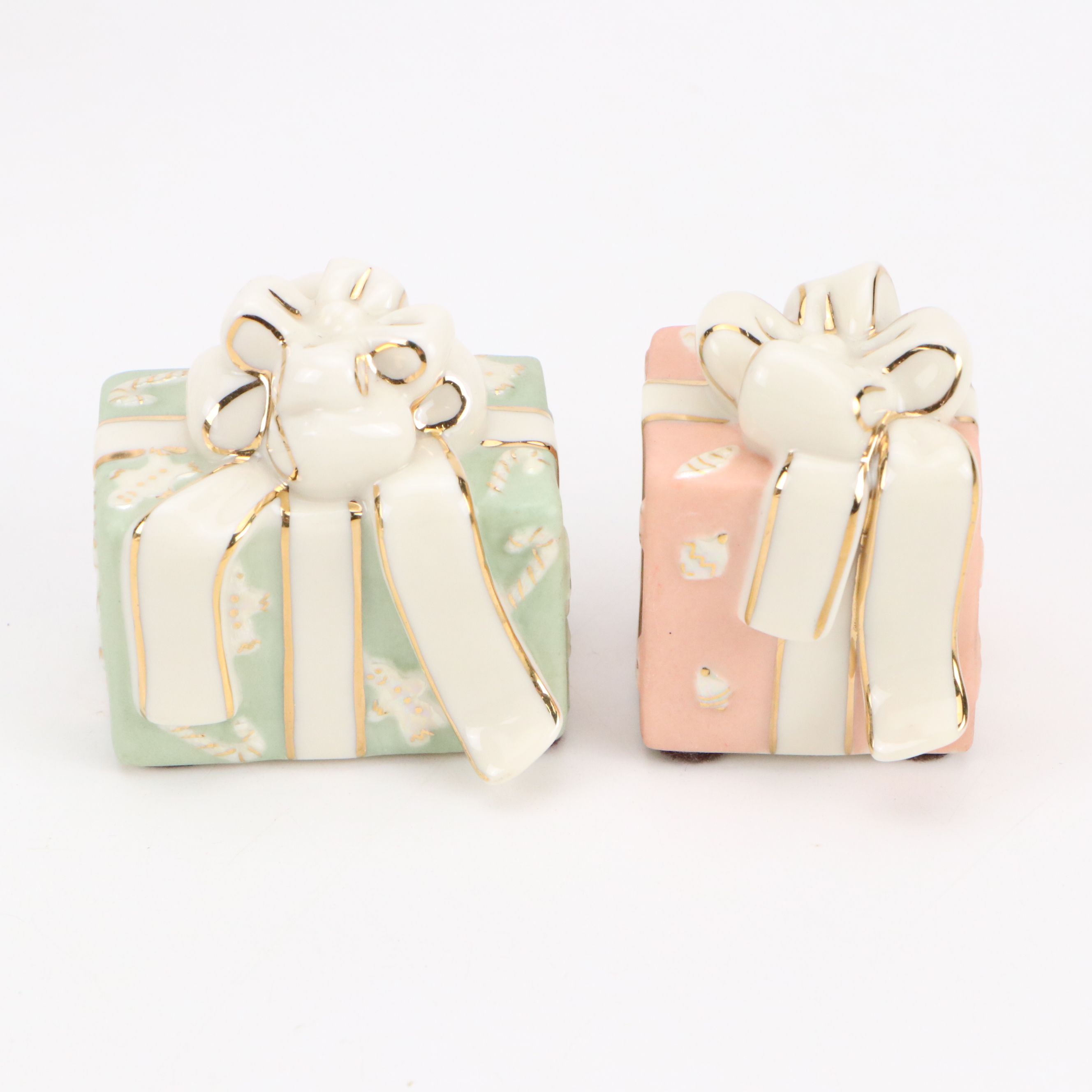 Snoopy Ornaments with Lenox Ceramic Presents and Other Vintage Figurines