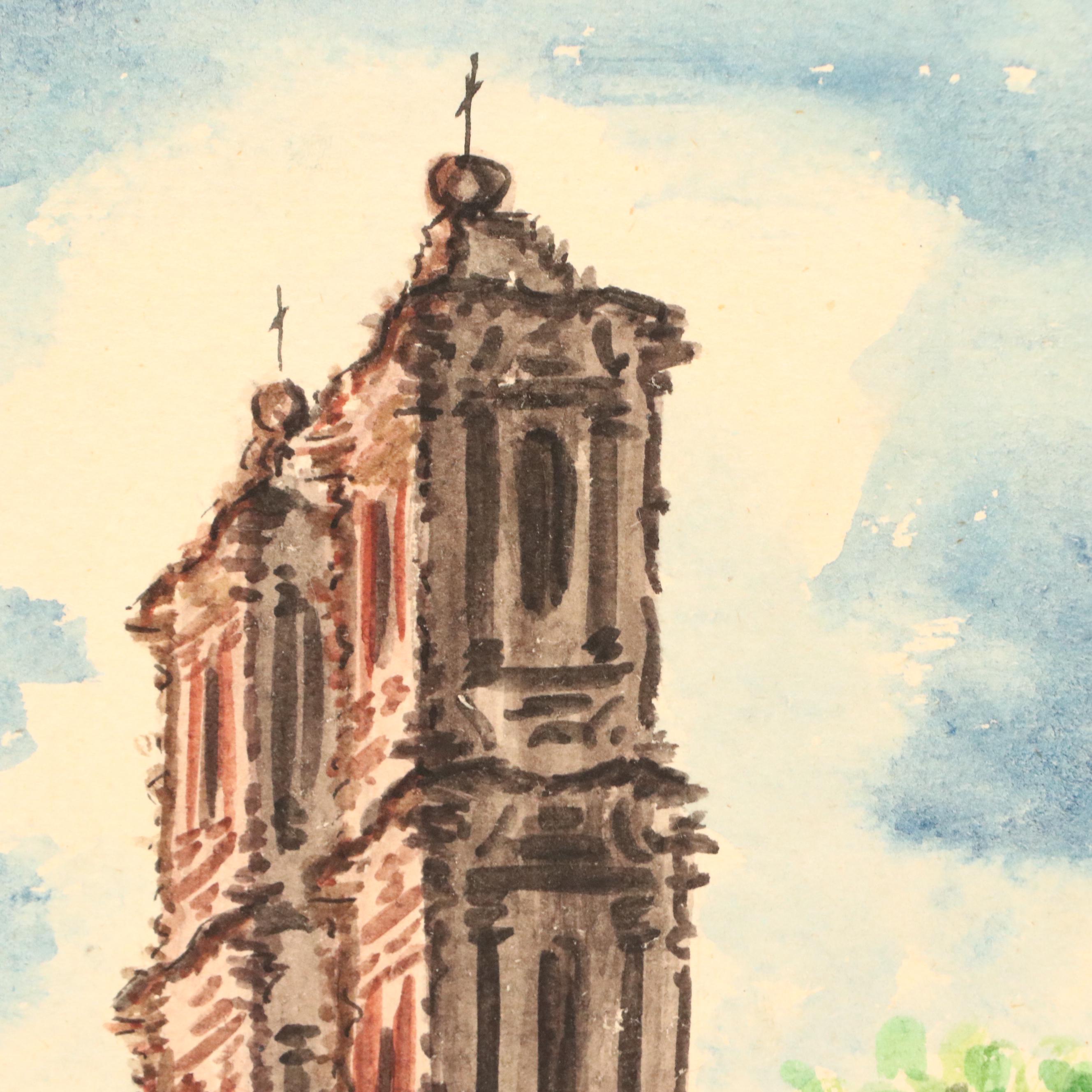 Watercolor Paintings of Central American Streetscapes, 20th Century