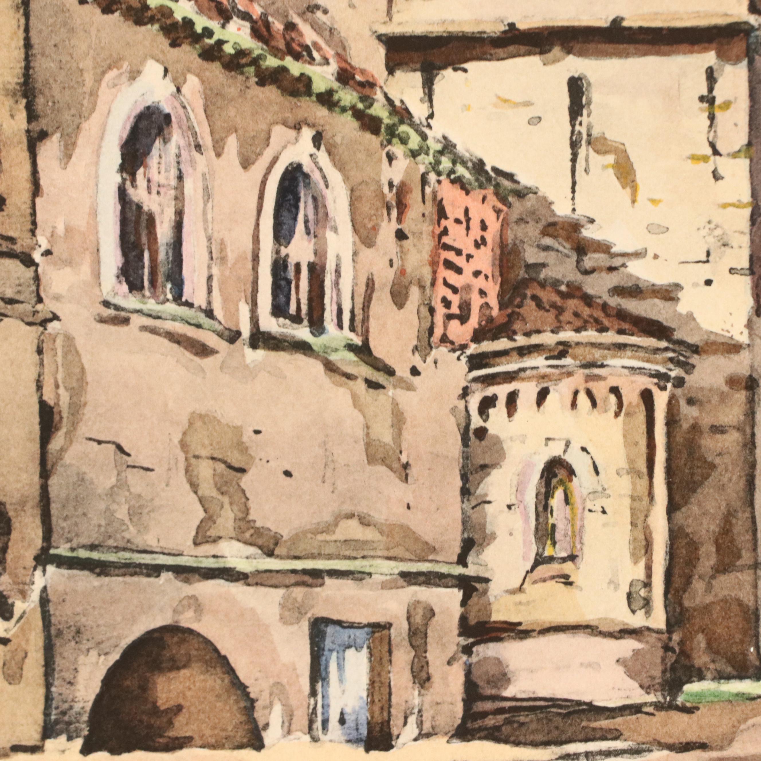 Watercolor Paintings of Central American Streetscapes, 20th Century