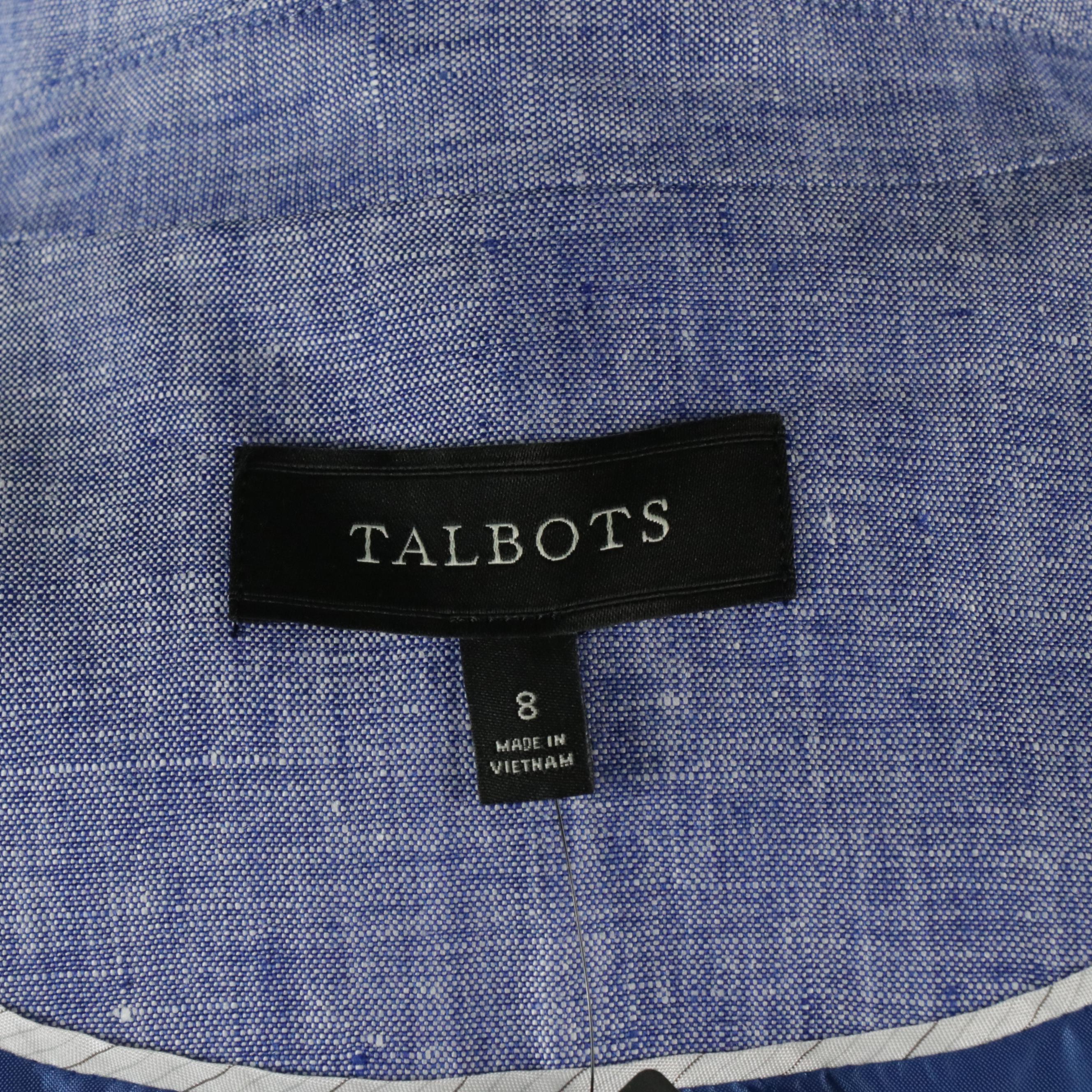 Talbots Sleeveless Red Floral Print Dresses and Blue Linen Blazer