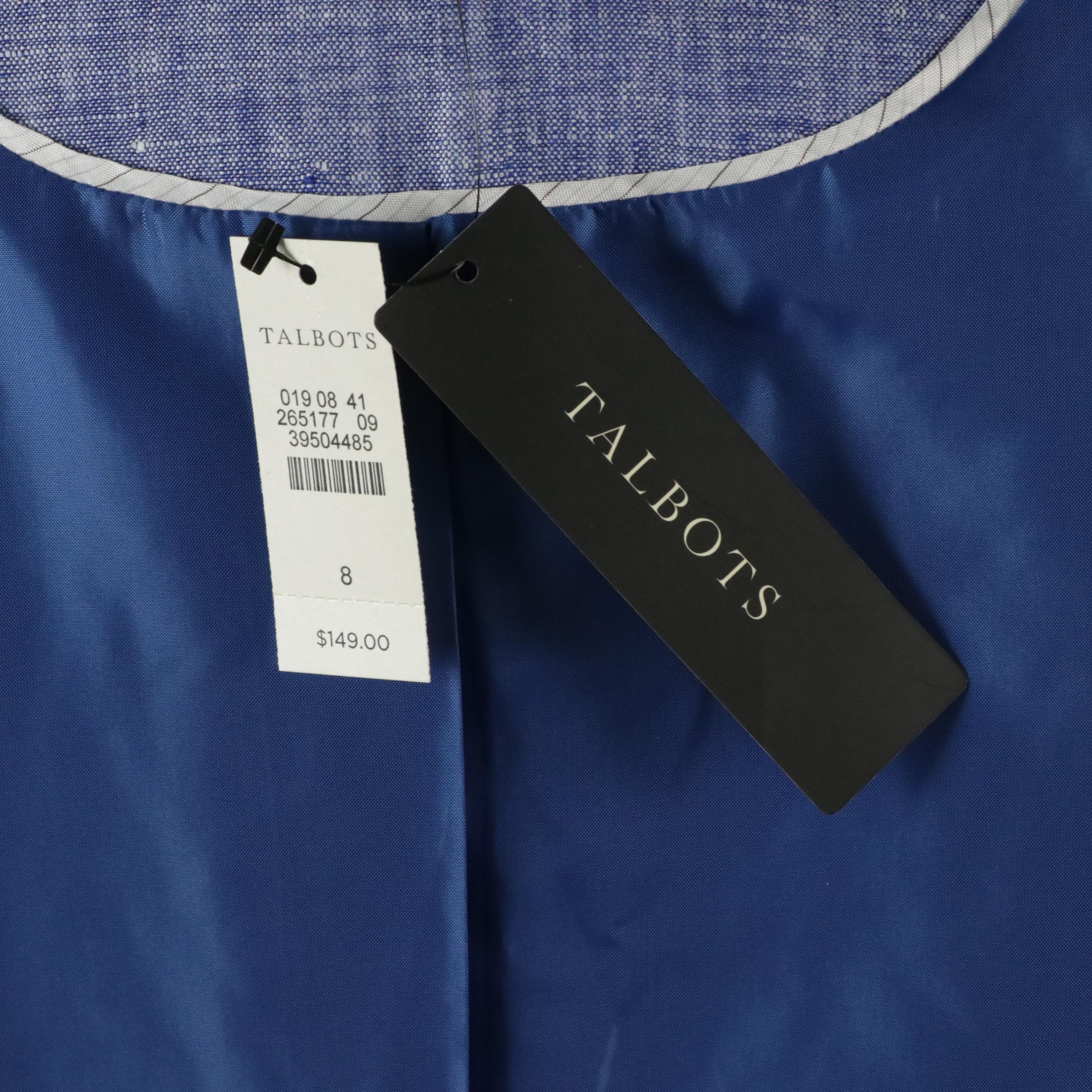 Talbots Sleeveless Red Floral Print Dresses and Blue Linen Blazer