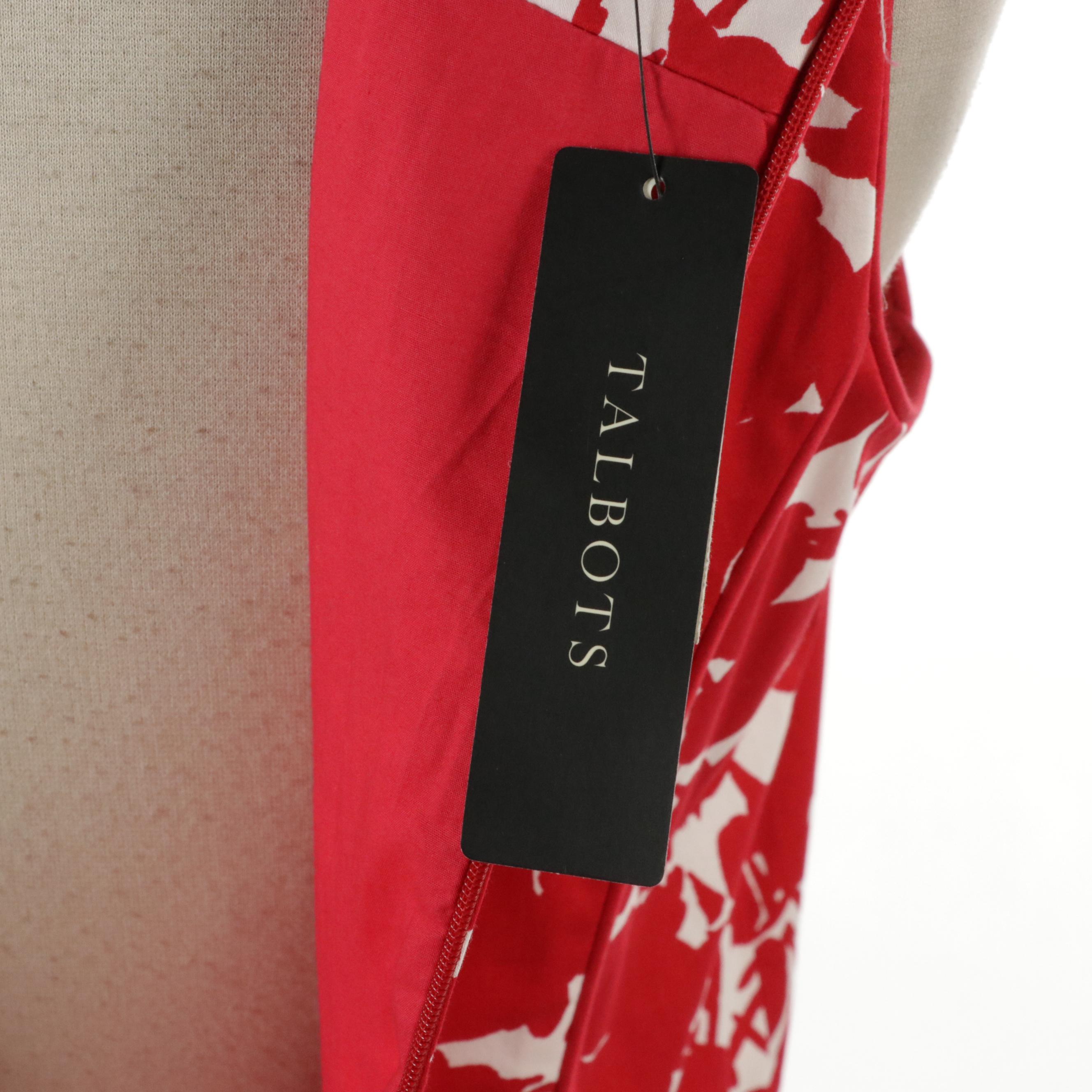 Talbots Sleeveless Red Floral Print Dresses and Blue Linen Blazer