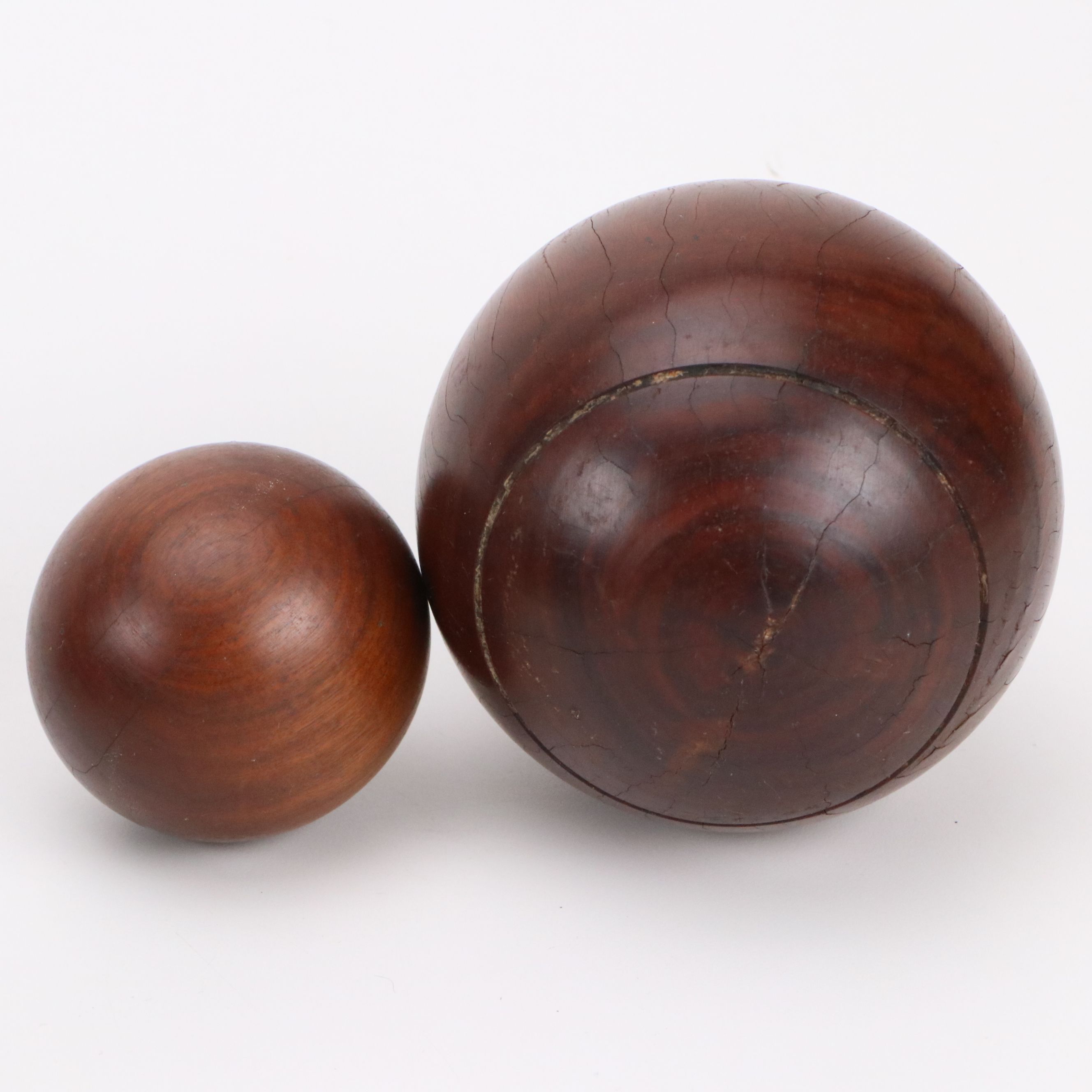 Vintage Carved Wood Bowling Balls